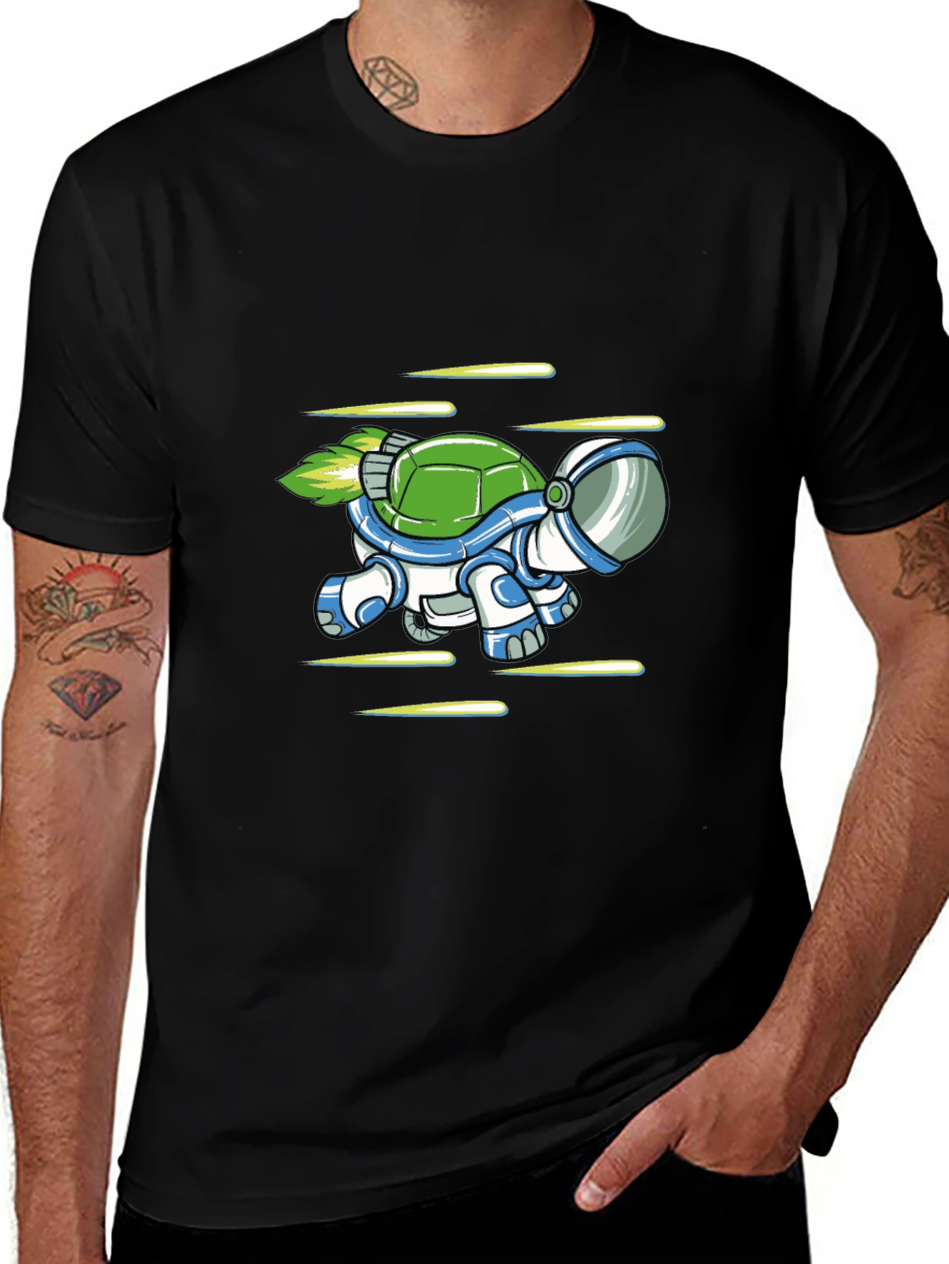 Variant 9 of Astronaut Turtle Black T-Shirt