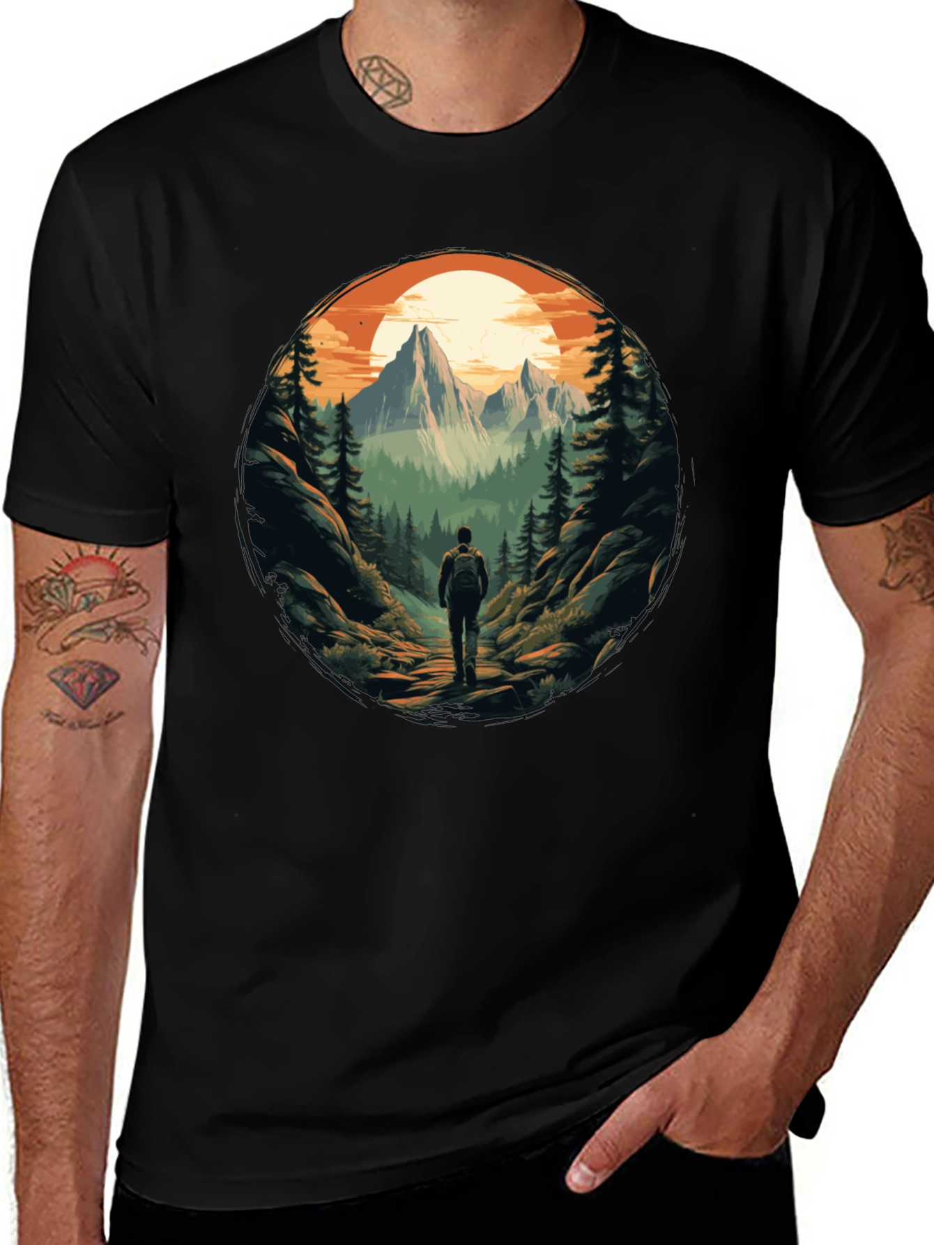 Variant 11 of Mountain Adventure Black Graphic Tee