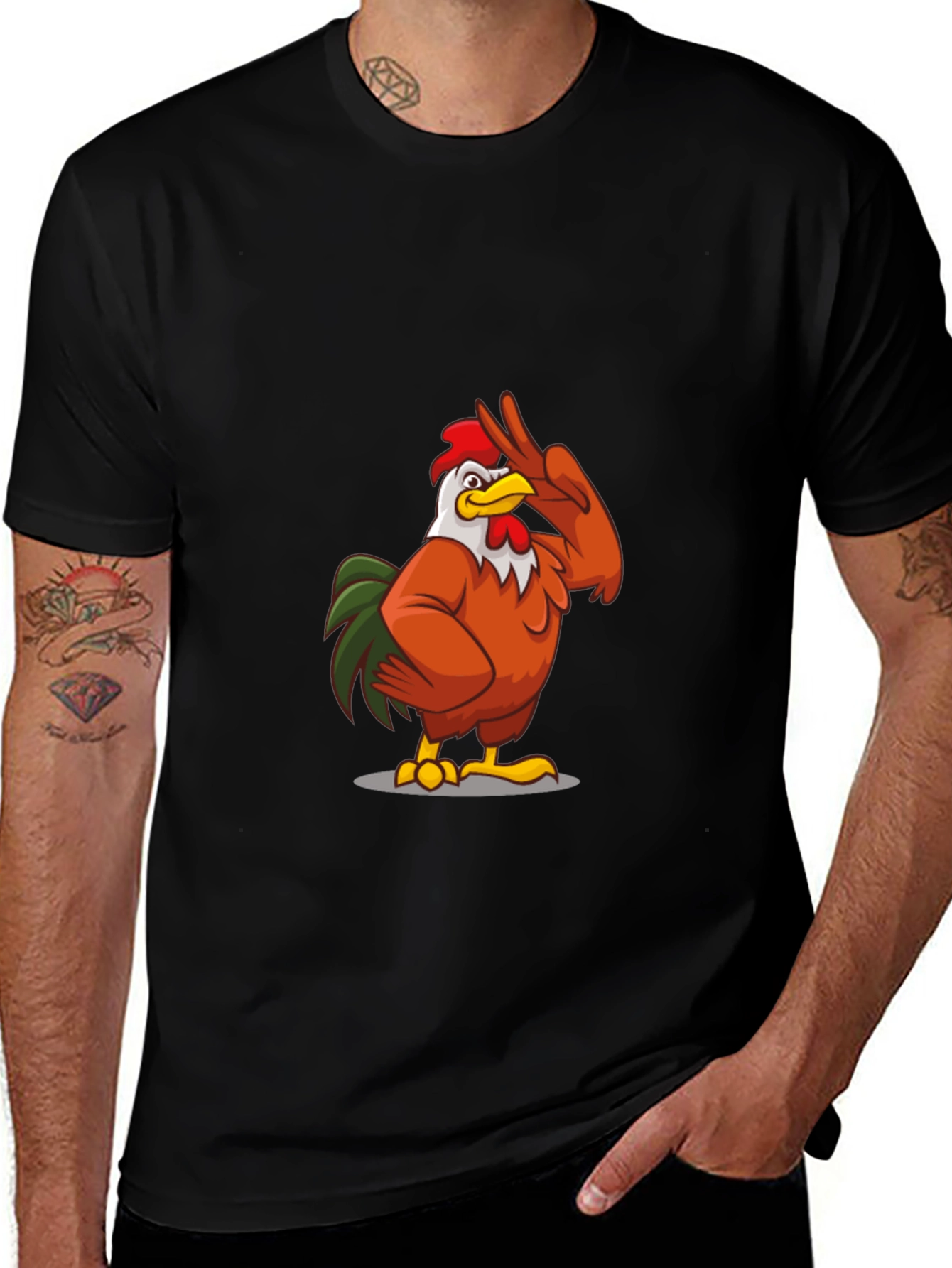 Variant 27 of Cool Chicken Graphic Tee - Casual Black T-Shirt