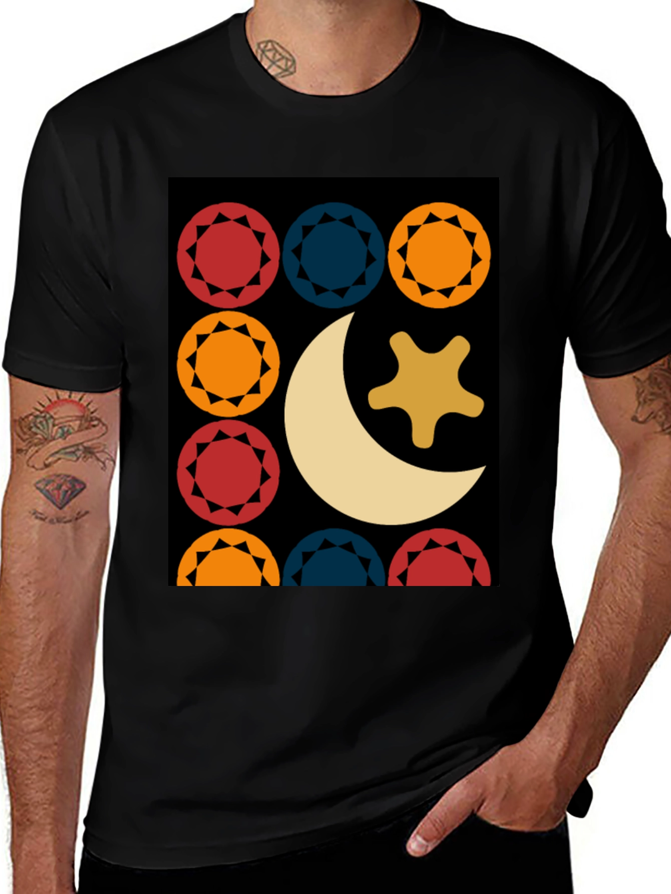 Variant 10 of Graphic Tee: Moon Starburst Design