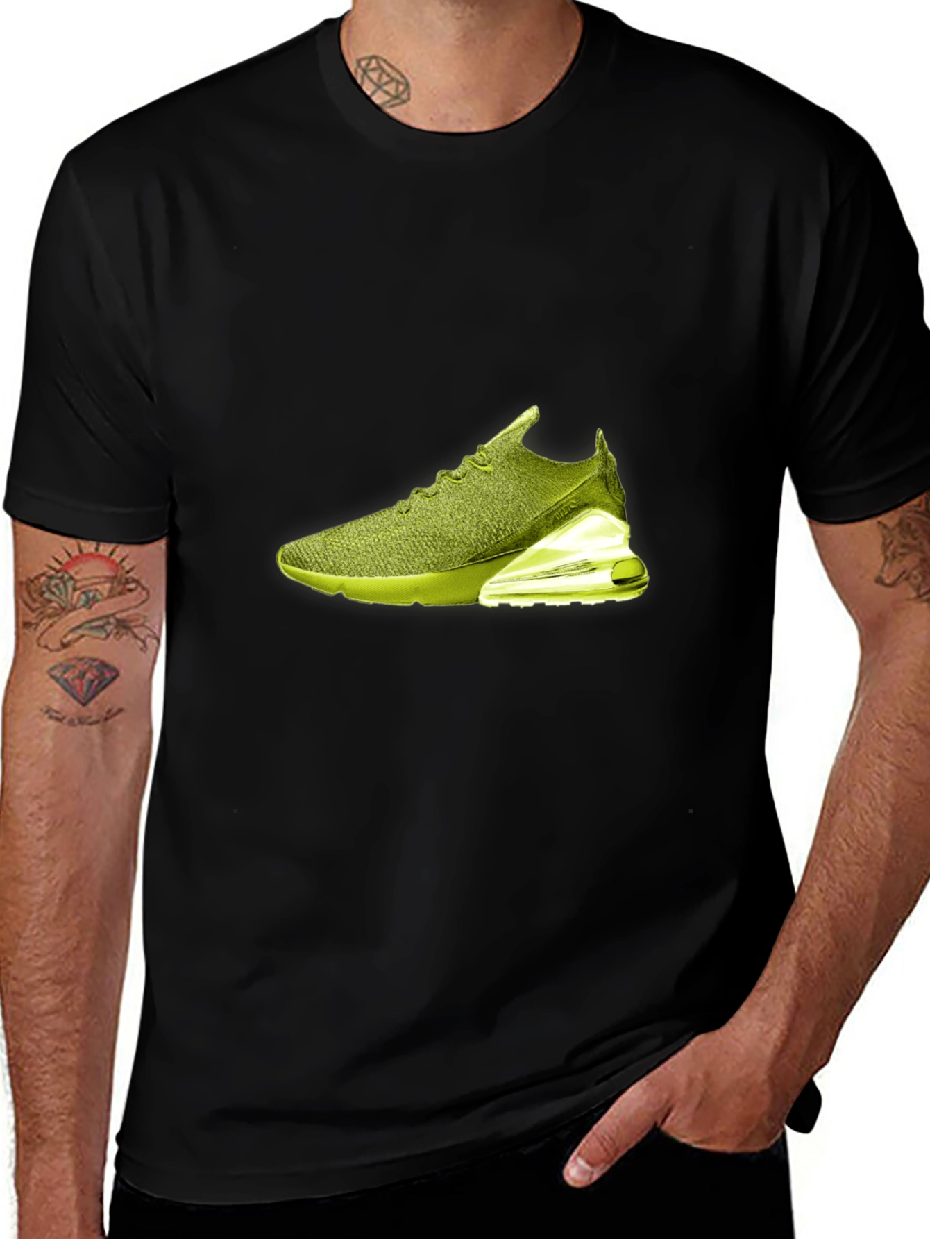 Variant 18 of Men's Black T-Shirt with Shoe Graphic
