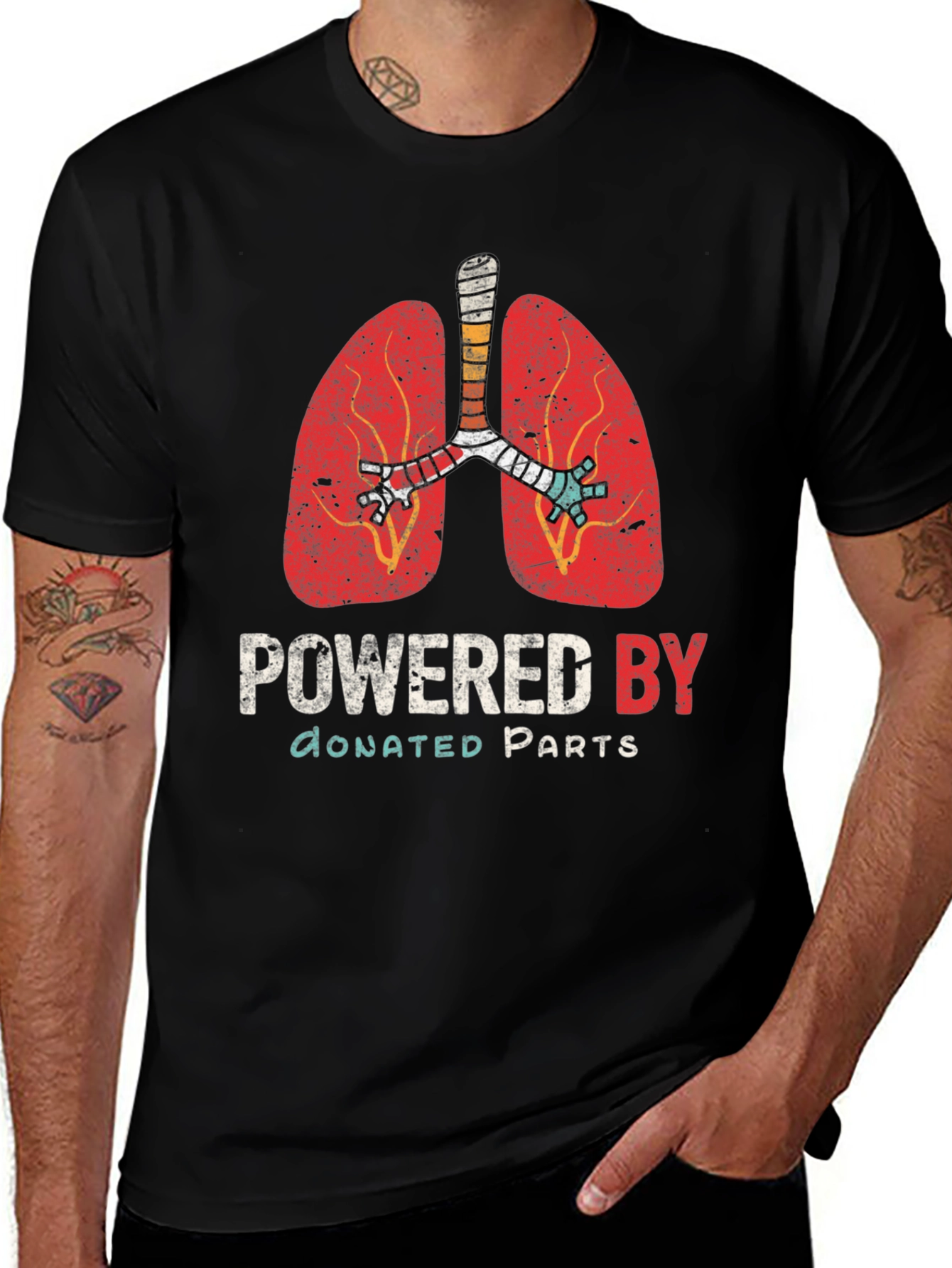 Variant 18 of Powered by Donated Parts T-Shirt Organ Donor Awareness Tee