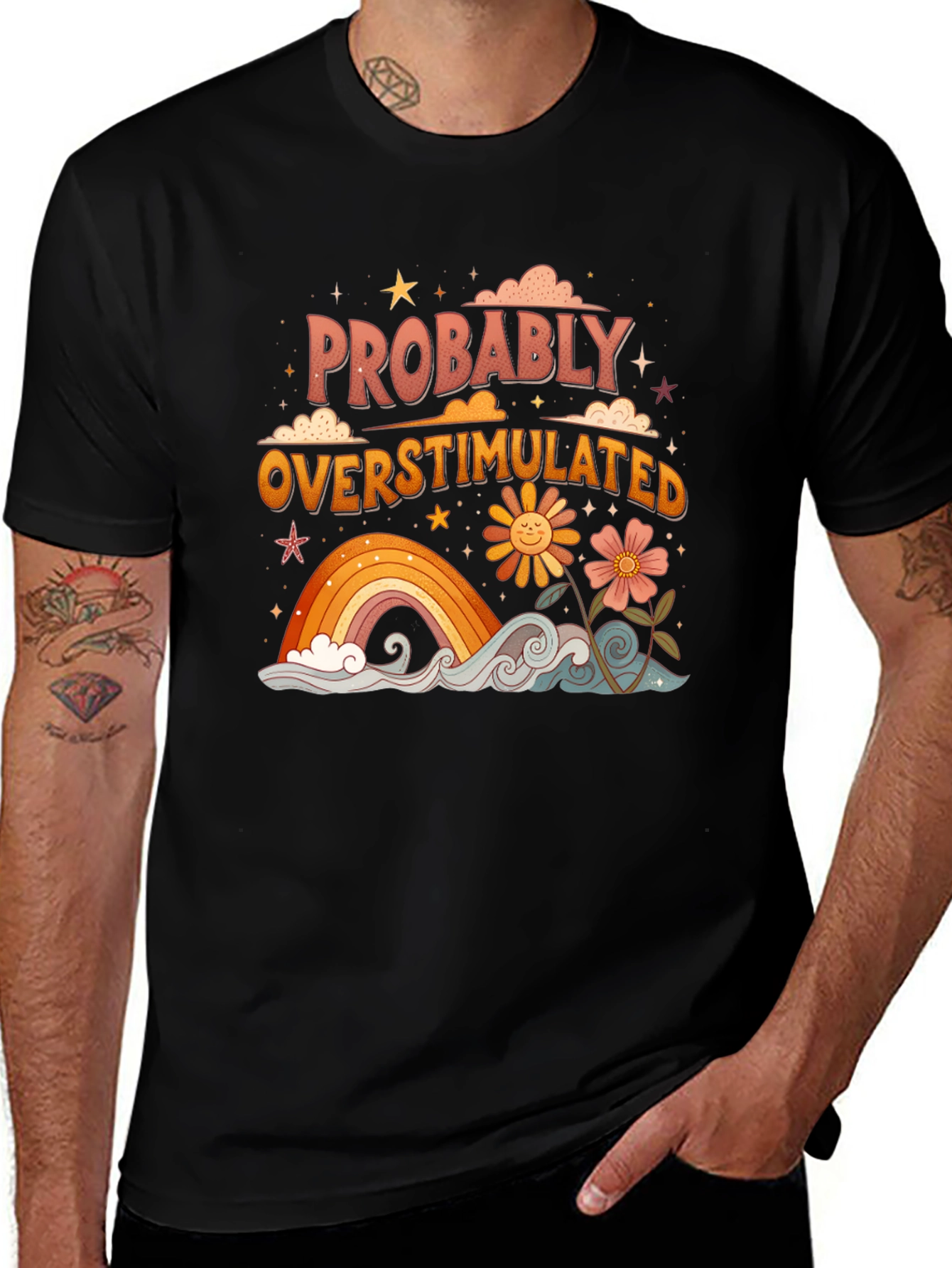 Variant 7 of Retro "Probably Overstimulated" Graphic Tee