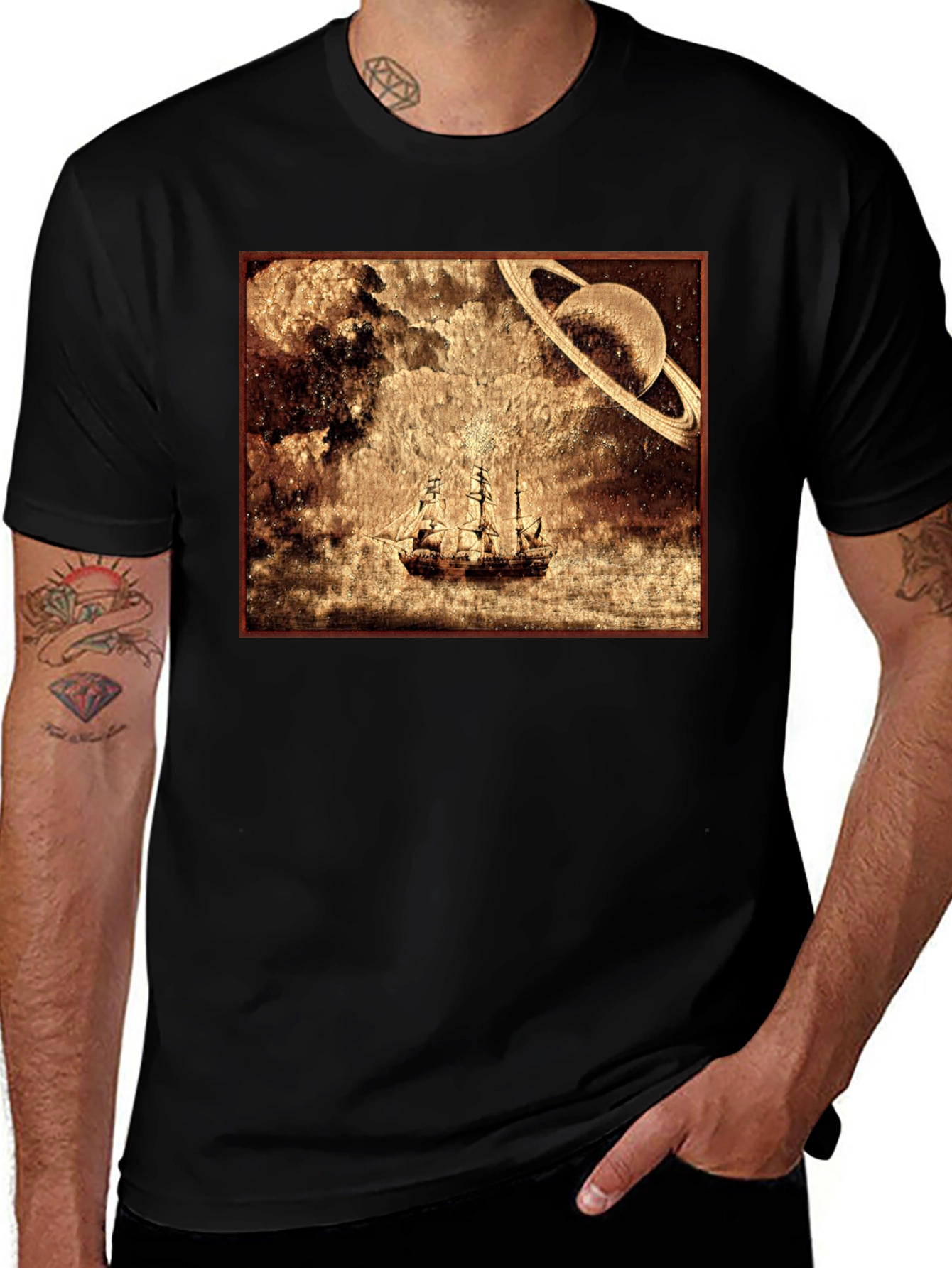 Variant 8 of Vintage Space Sailing Ship T-Shirt