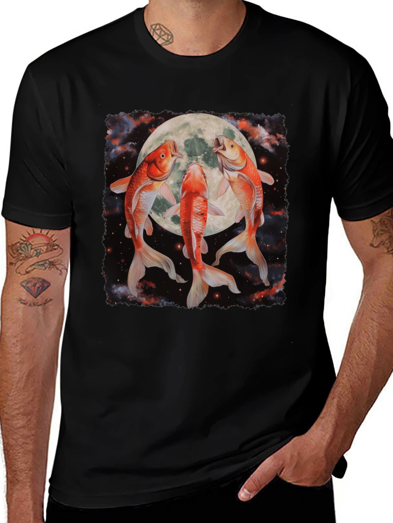 Variant 28 of Koi Fish Moon Graphic Tee