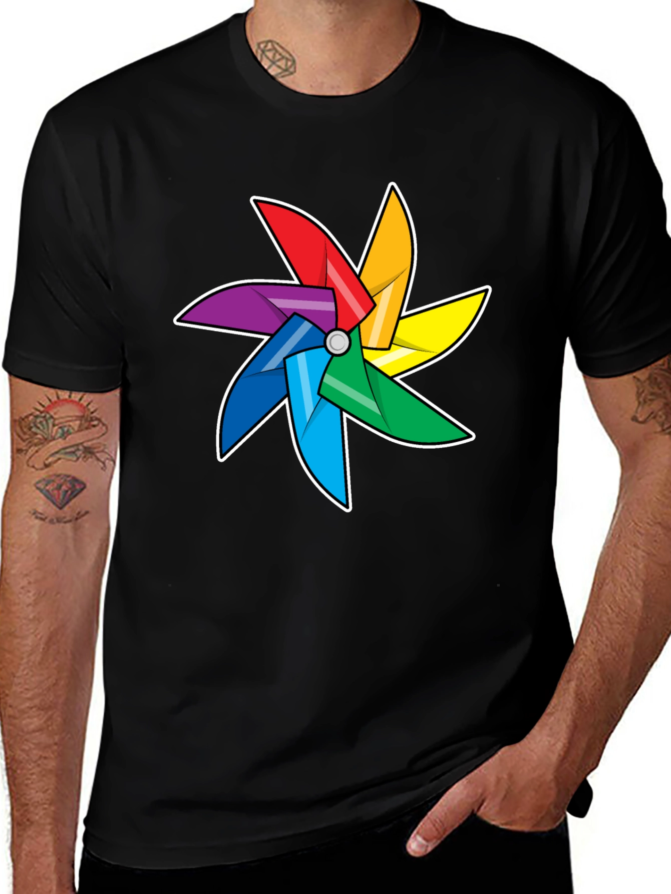 Variant 23 of Rainbow Pinwheel Graphic Tee - Unisex