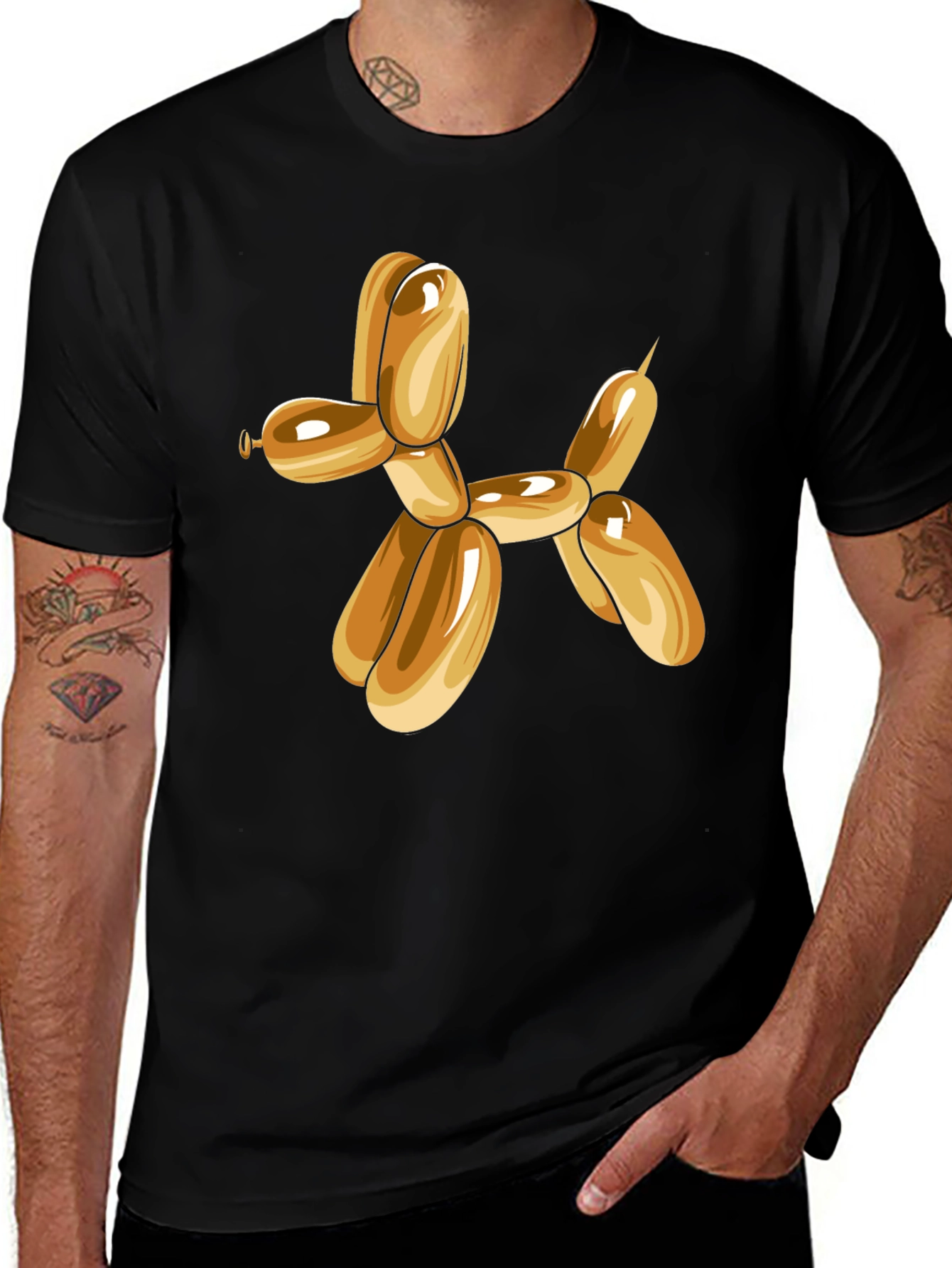 Variant 3 of Balloon Dog Graphic Tee - Black Cotton Blend