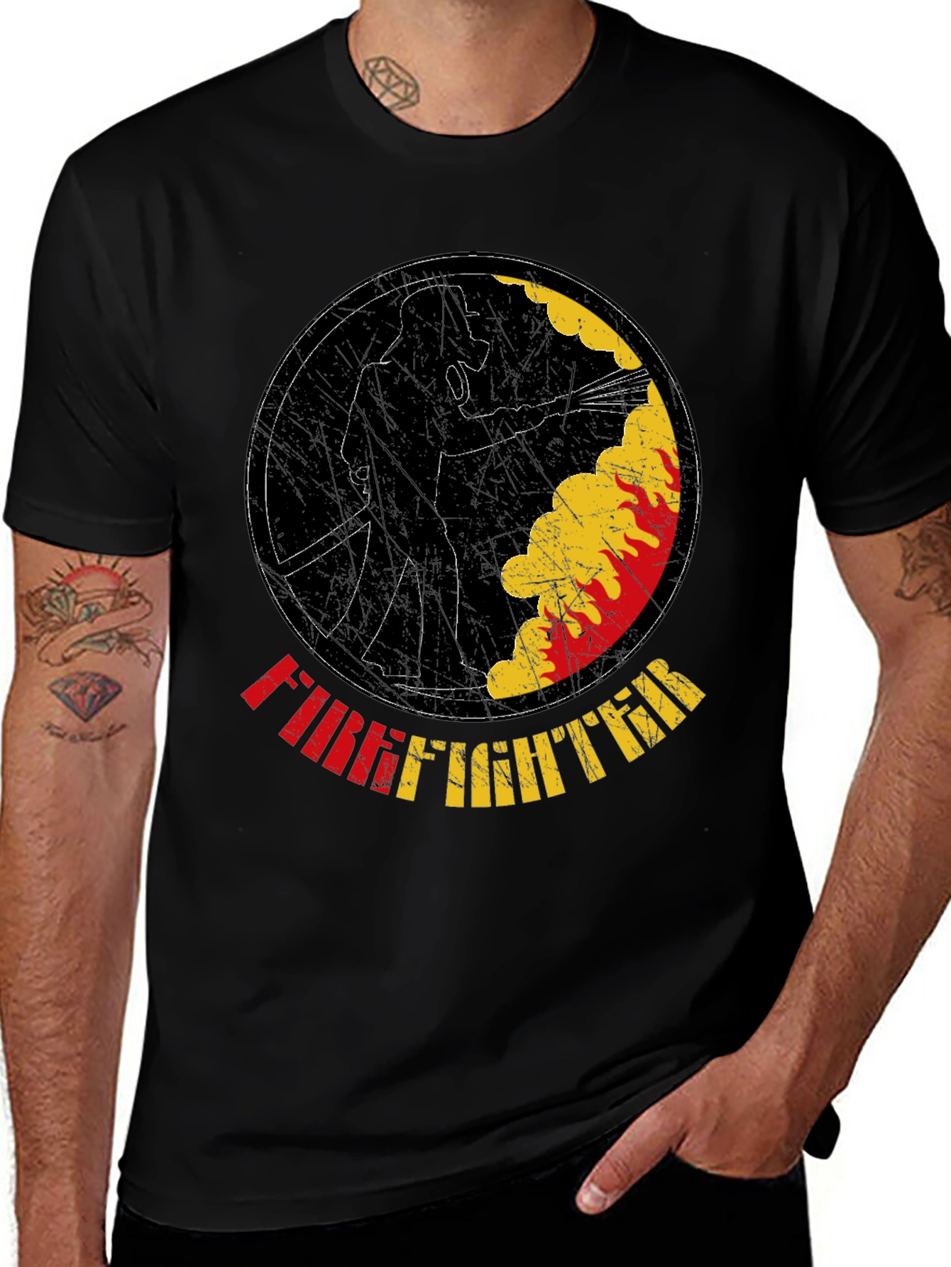 Variant 18 of Firefighter Graphic T-Shirt - Distressed Print
