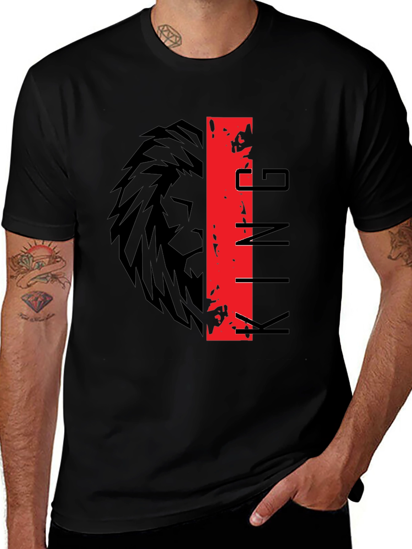 Variant 3 of King Lion Graphic Print Black T-Shirt