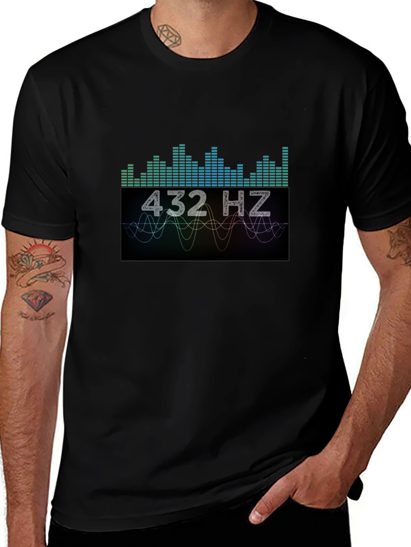 Variant 17 of 432 Hz Graphic Print Black T-Shirt