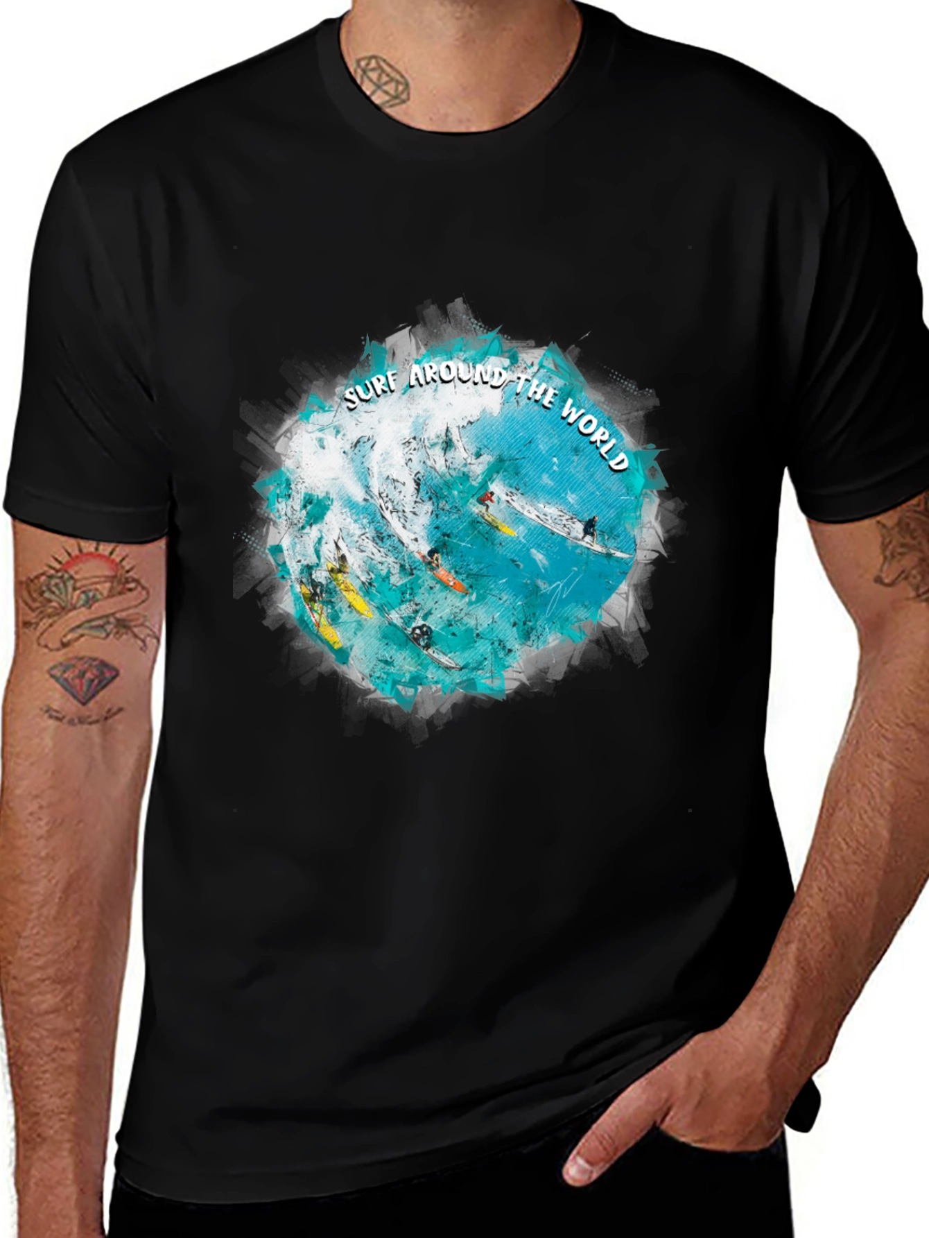 Variant 4 of Surf Around The World Graphic T-Shirt