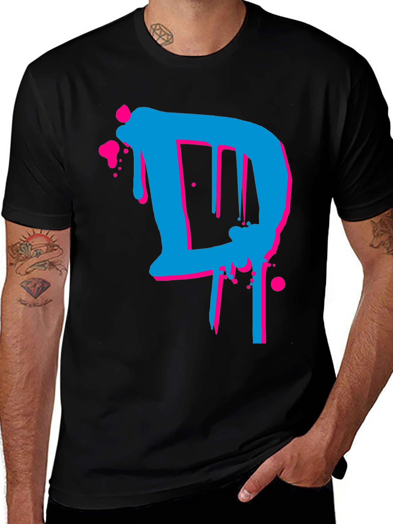 Variant 14 of Modern Art Graphic Tee - Dripping Letter D