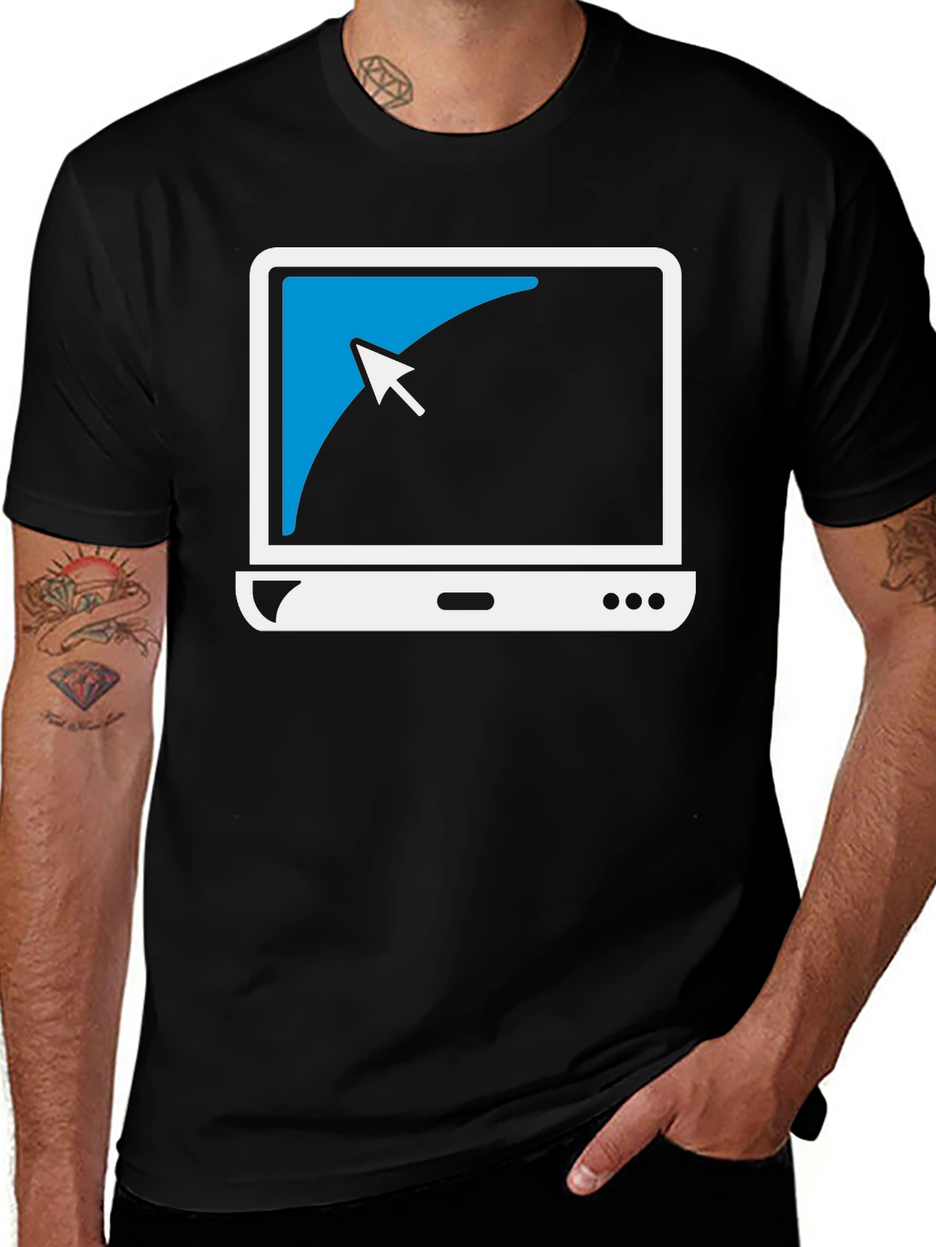 Black Geek Chic Laptop Tee: Cool Computer Graphic T-Shirt main image
