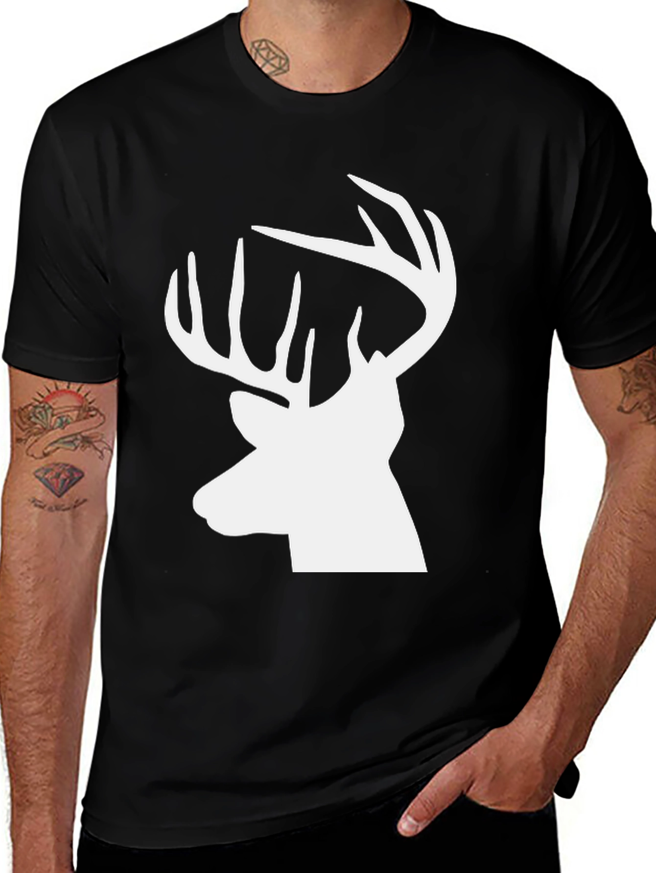 Variant 24 of Deer Silhouette Graphic Tee - Black