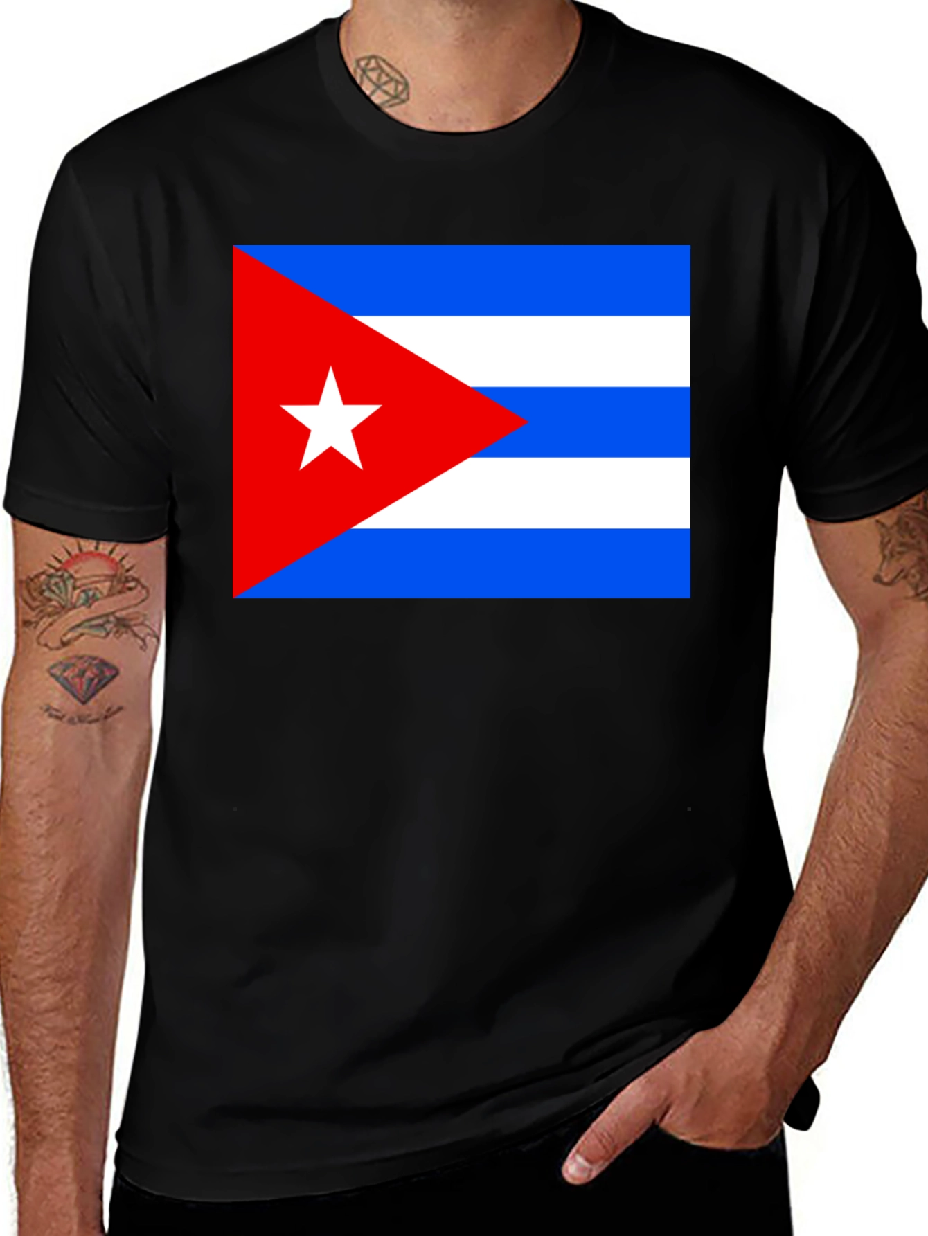 Variant 25 of Cuba Flag T-Shirt - Black Cotton Tee