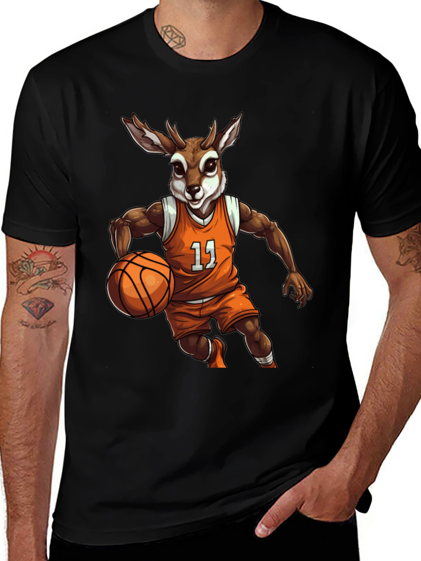 Variant 2 of Deer Basketball Player Graphic T-Shirt