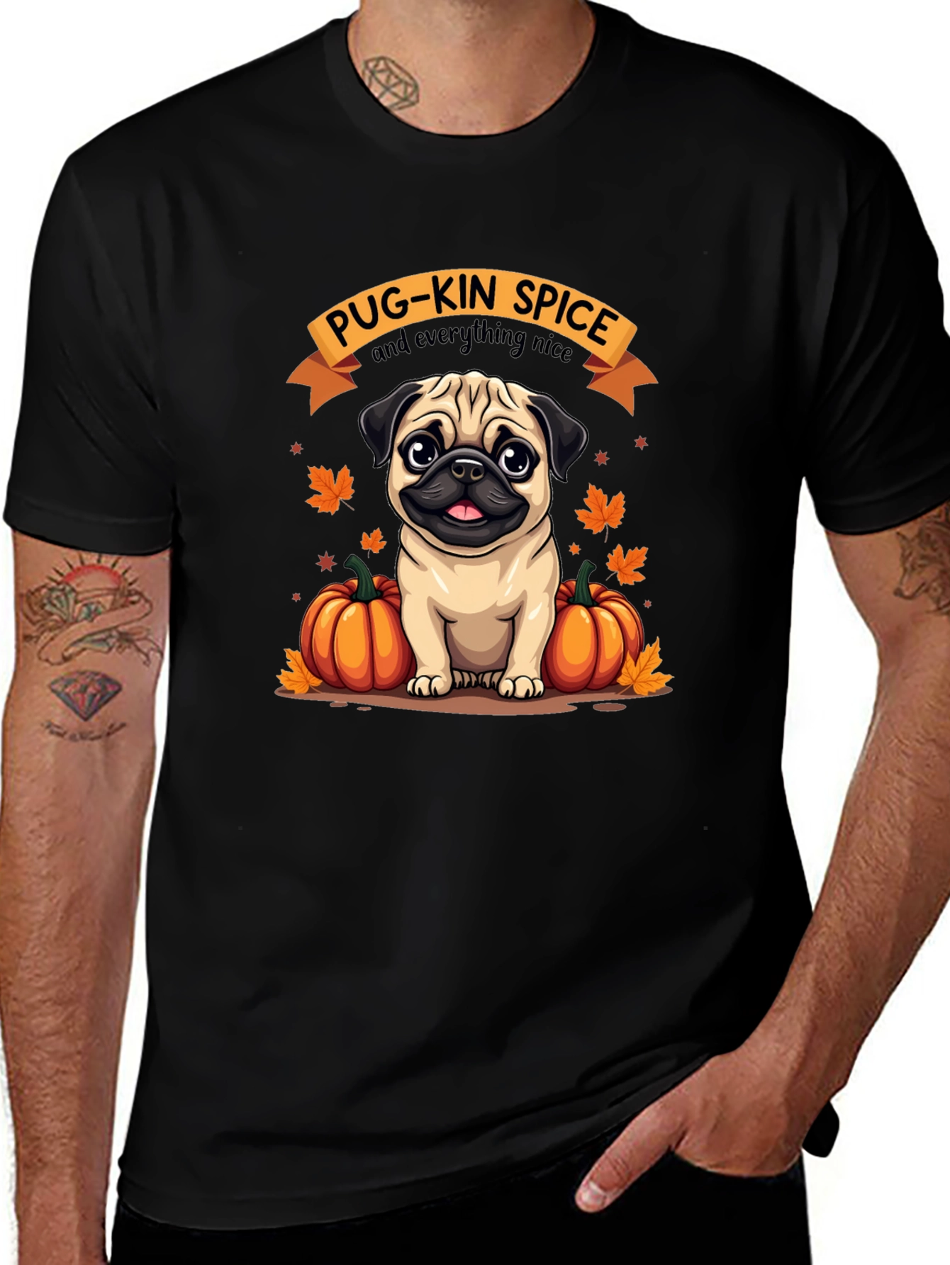 Pug-Kin Spice T-Shirt - Fall Fashion for Dog Lovers