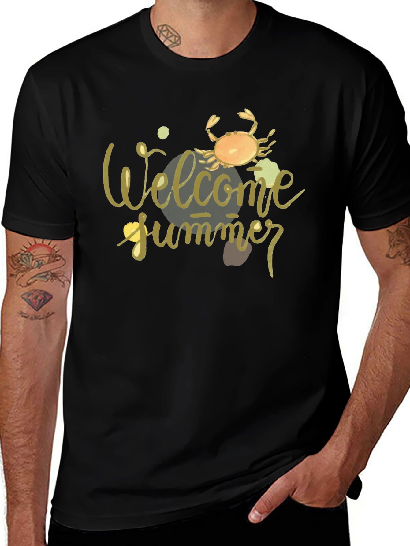 Variant 13 of Welcome Summer Crab Graphic Tee - Black