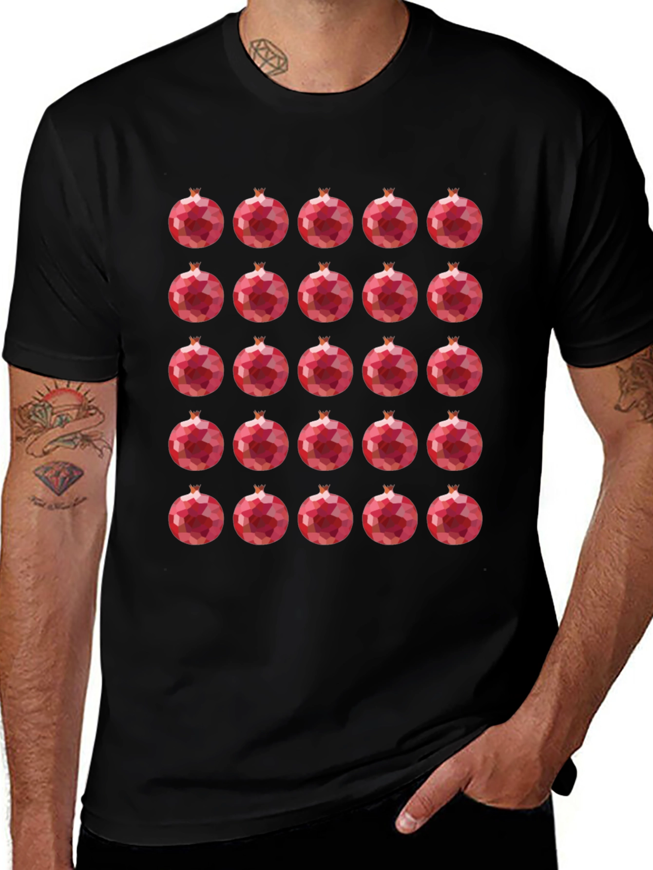 Variant 23 of Pomegranate Patterned Black T-Shirt