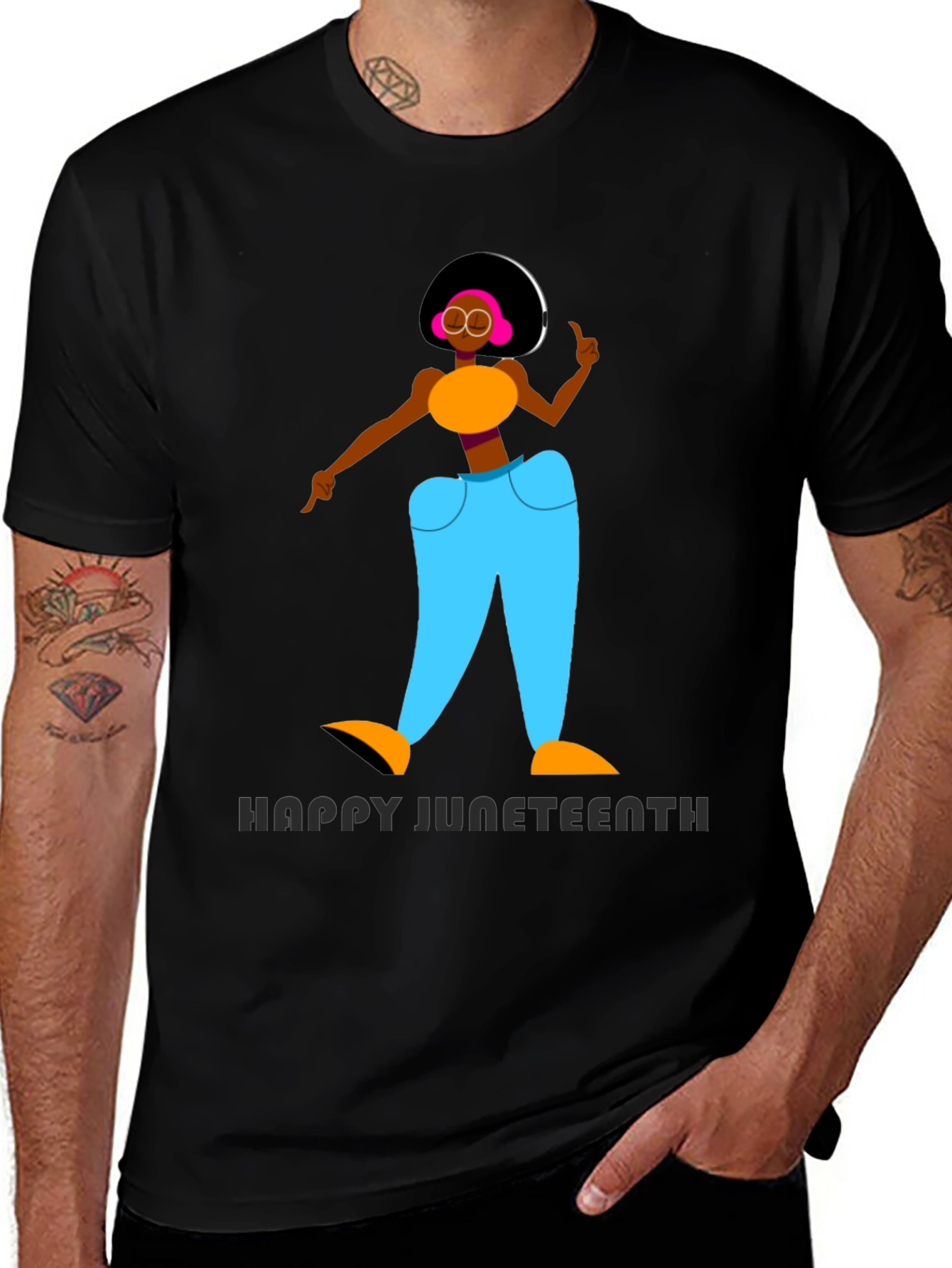 Happy Juneteenth Graphic T-Shirt - Black