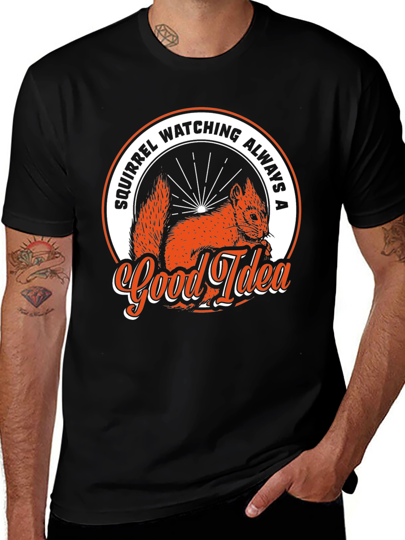 Variant 21 of Squirrel Watching Always A Good Idea Black T-Shirt