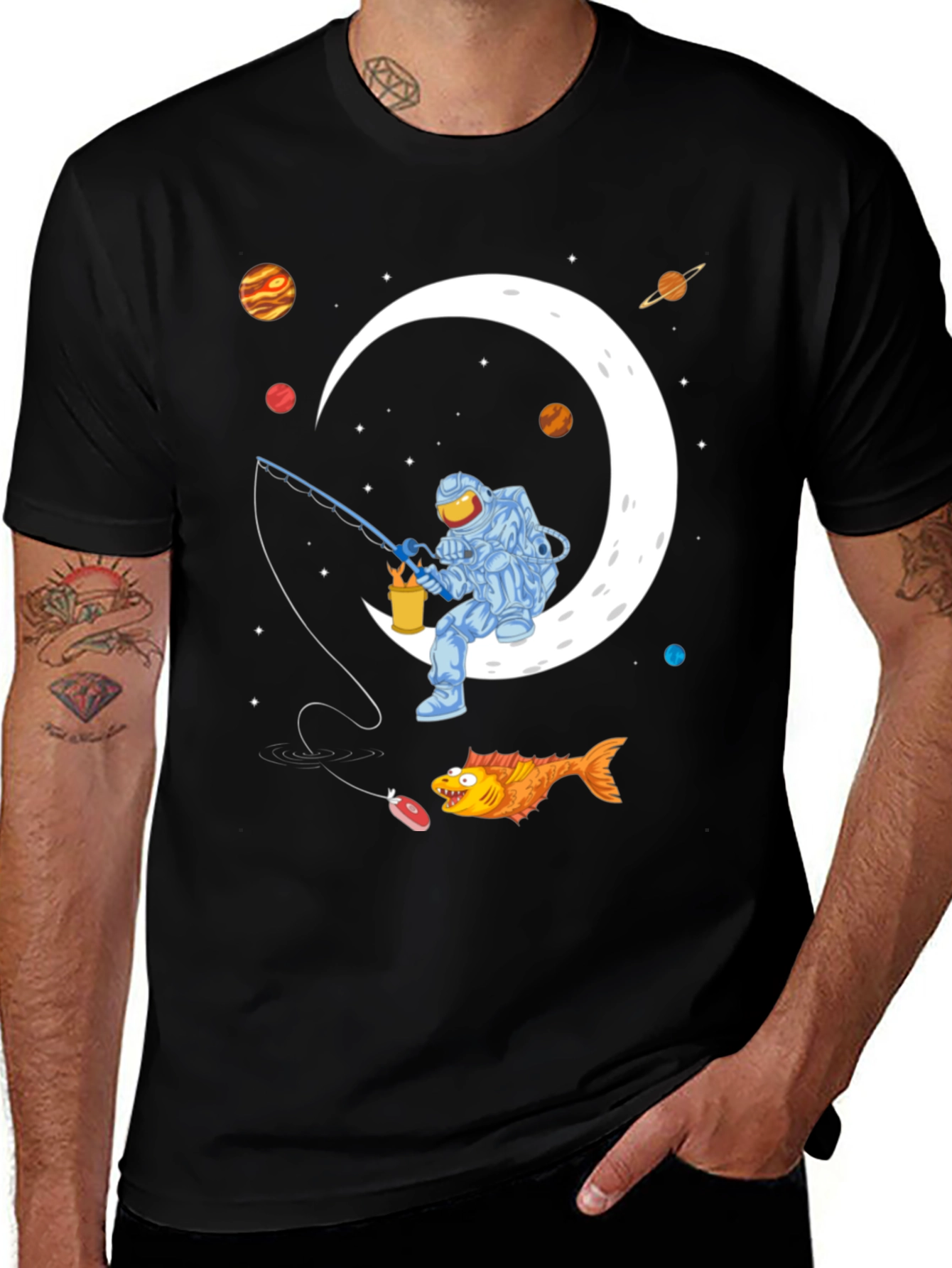 Variant 22 of Astronaut Fishing on the Moon Graphic T-Shirt