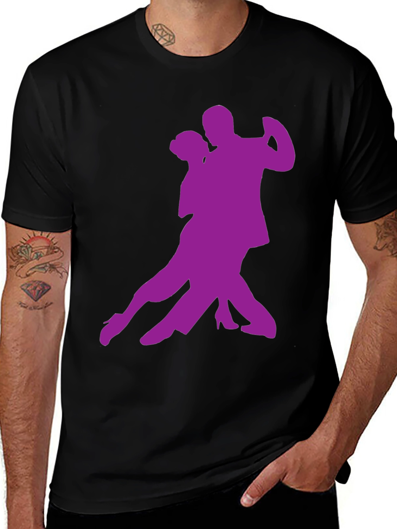 Tango Dance Silhouette Graphic Tee - Black