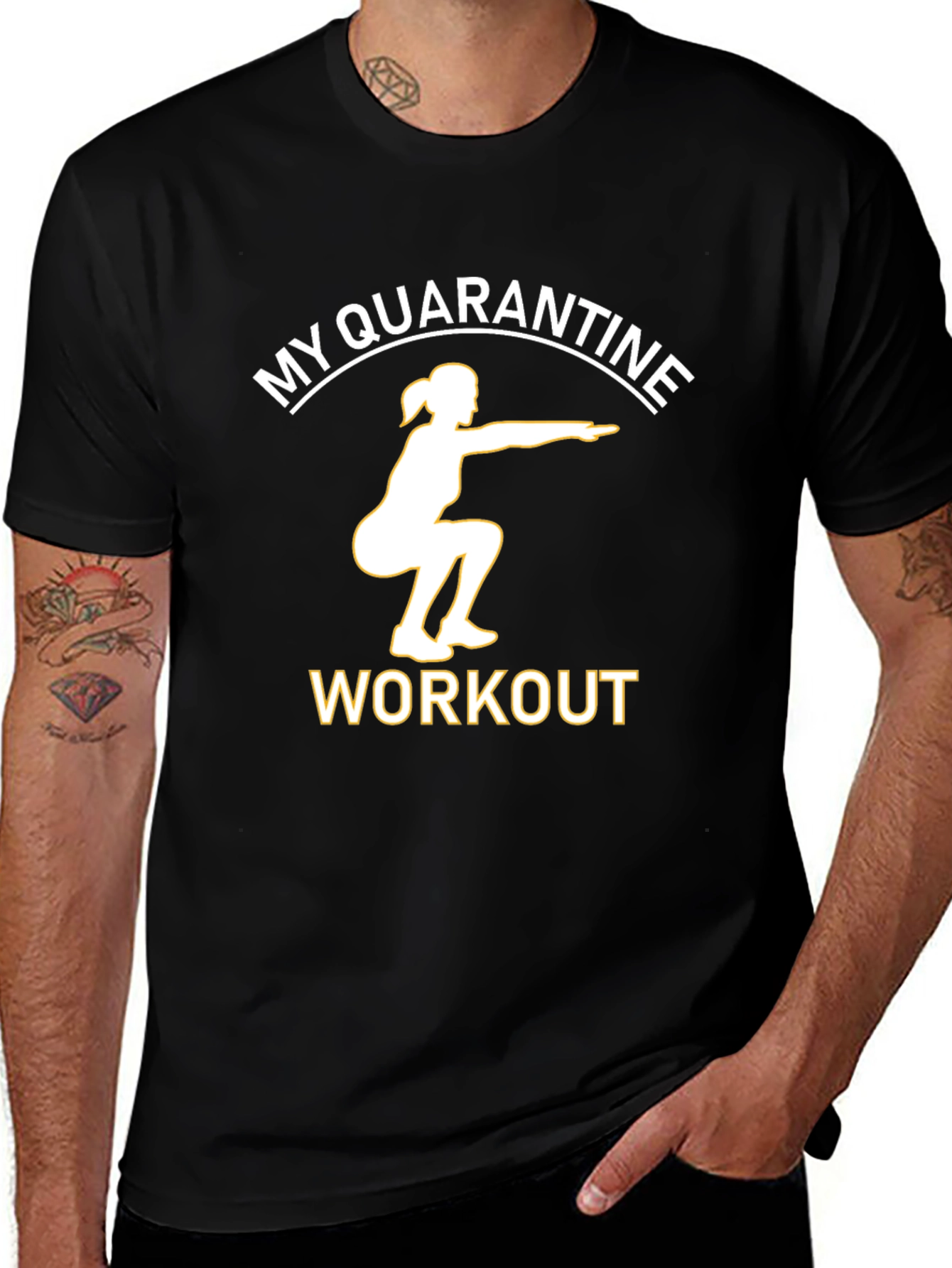 Variant 25 of Quarantine Workout Graphic Tee - Black Cotton T-Shirt