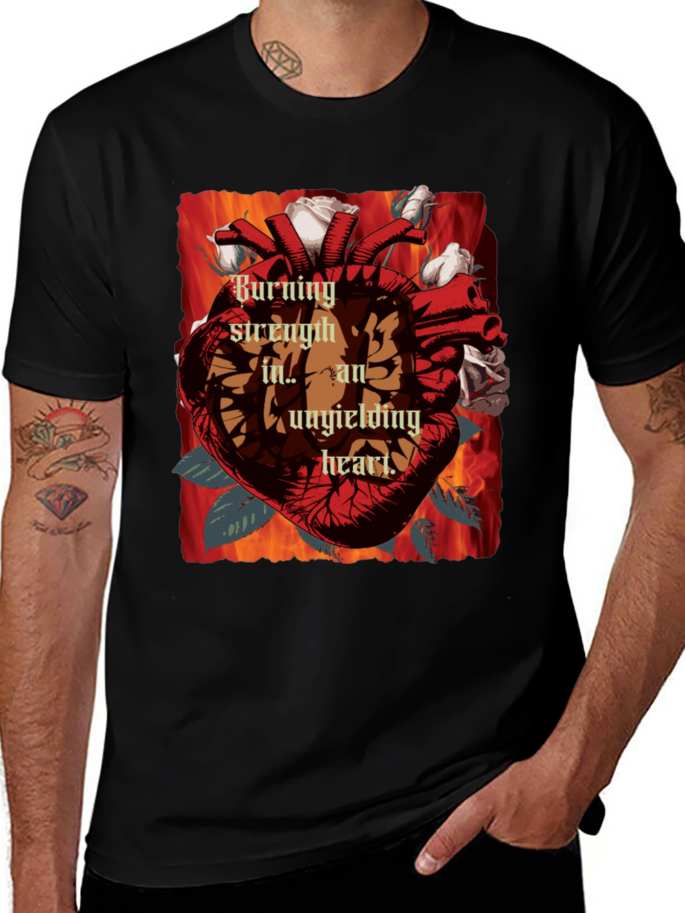 Variant 3 of Burning Strength Heart T-Shirt - Unyielding Love