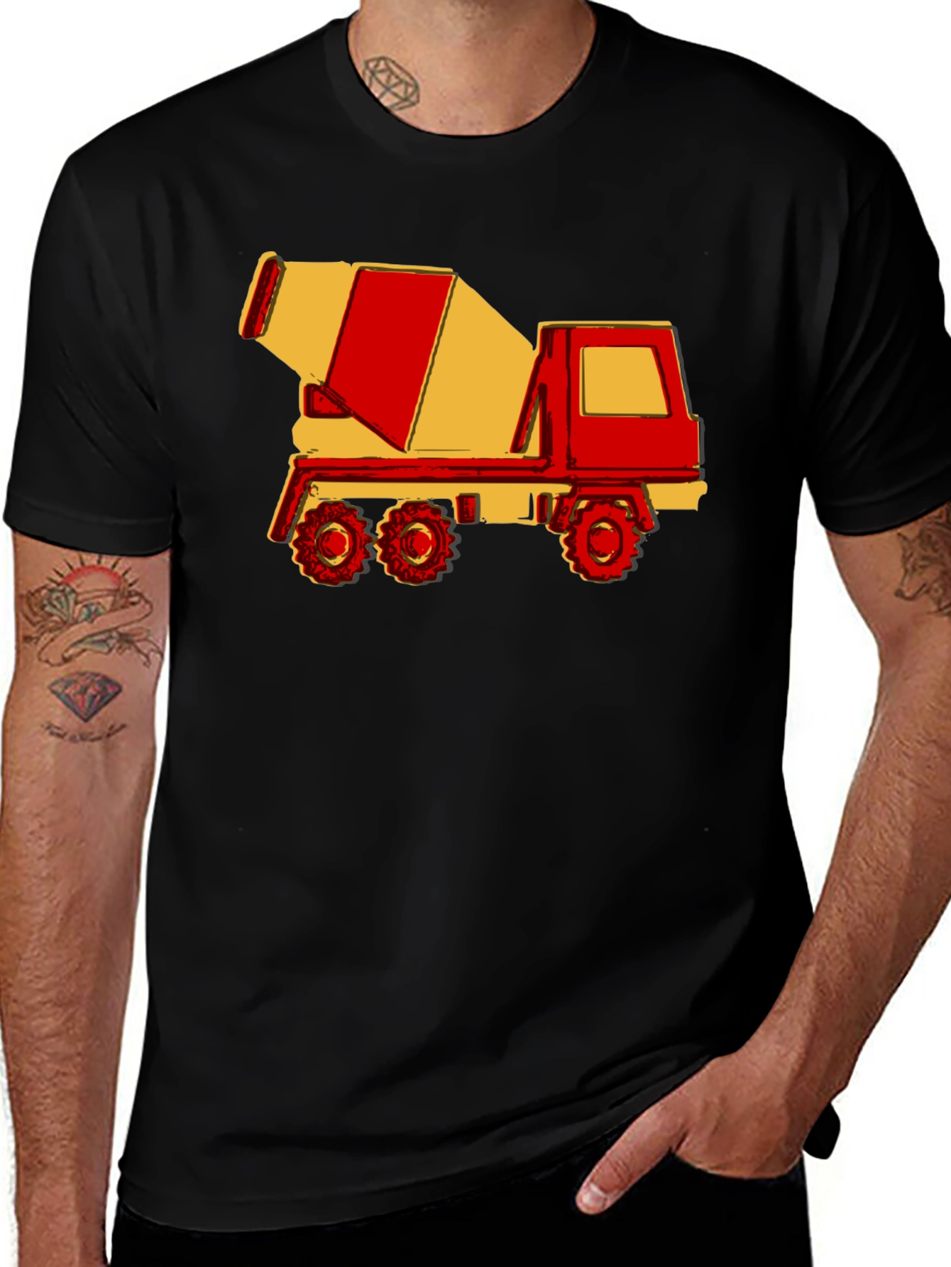 Variant 7 of Cement Mixer Truck Graphic T-Shirt - Black