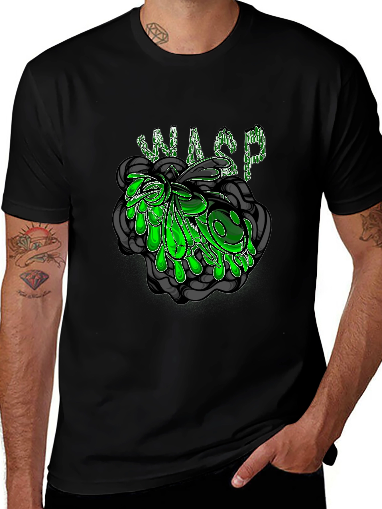Variant 19 of WASP Graphic Tee - Black Cotton T-Shirt