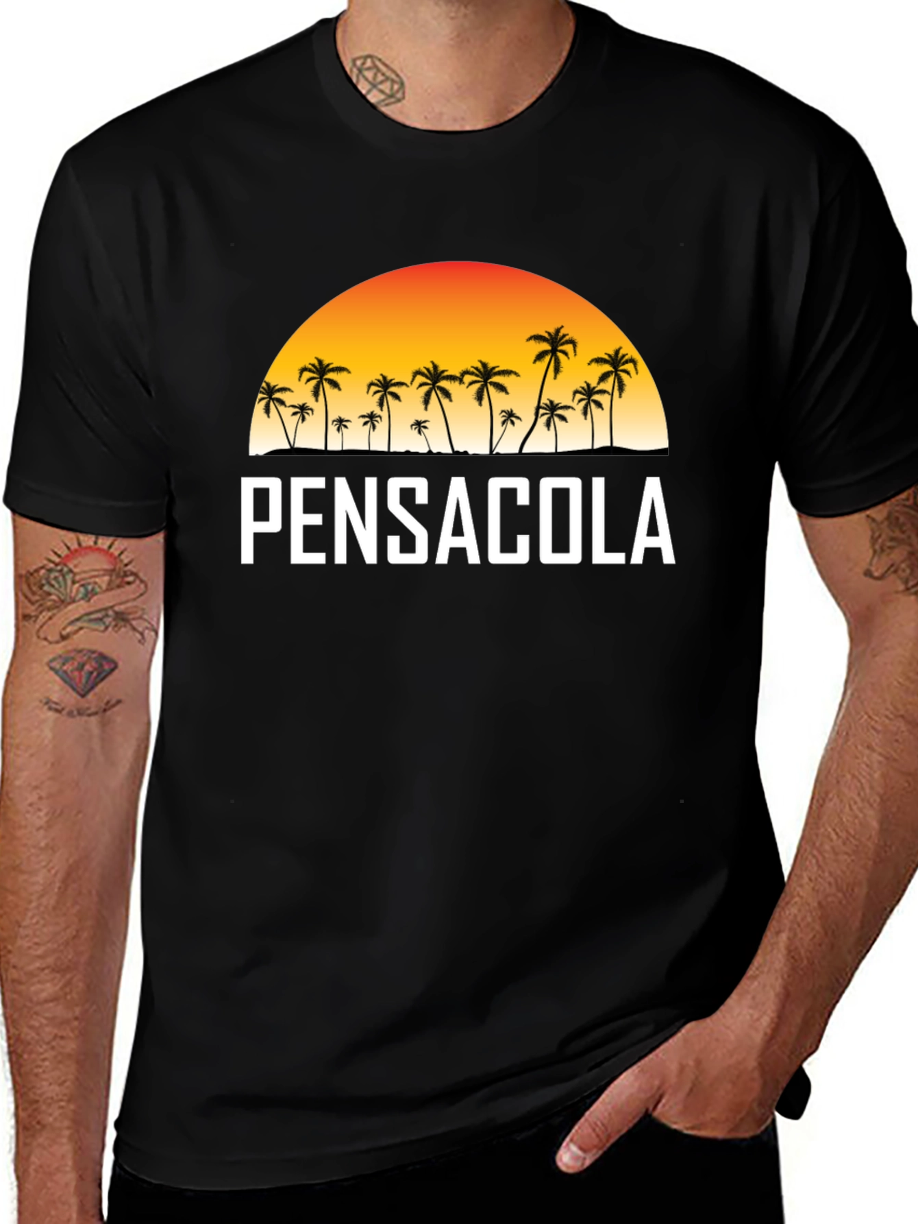 Pensacola Palm Tree Sunset Graphic T-Shirt