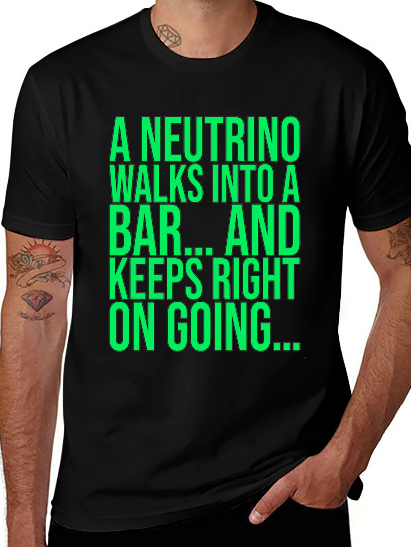 Variant 19 of Neutrino Physics Joke T-Shirt - Funny Science Tee