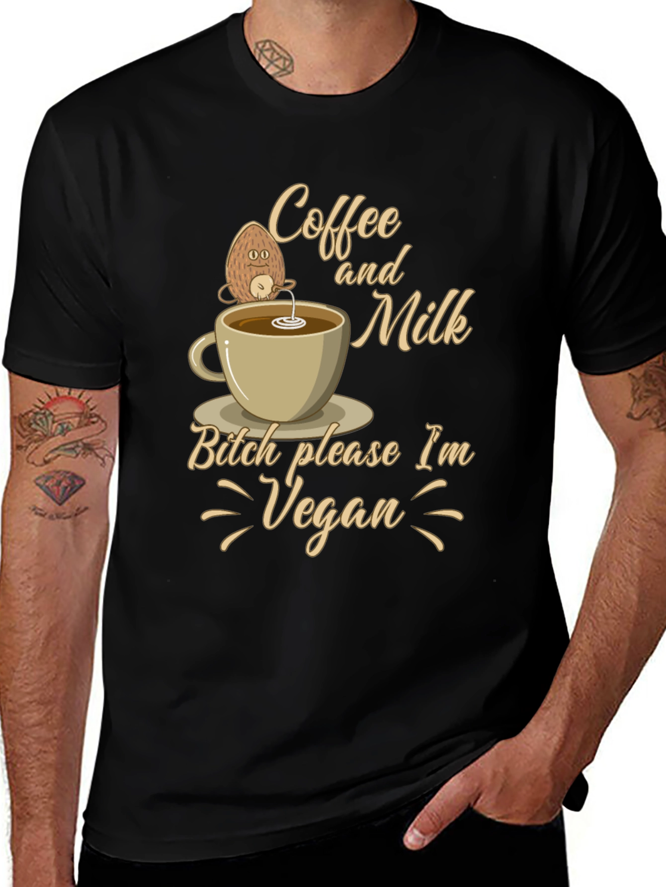 Variant 22 of Vegan Coffee T-Shirt - 'Coffee and Milk' Graphic Tee