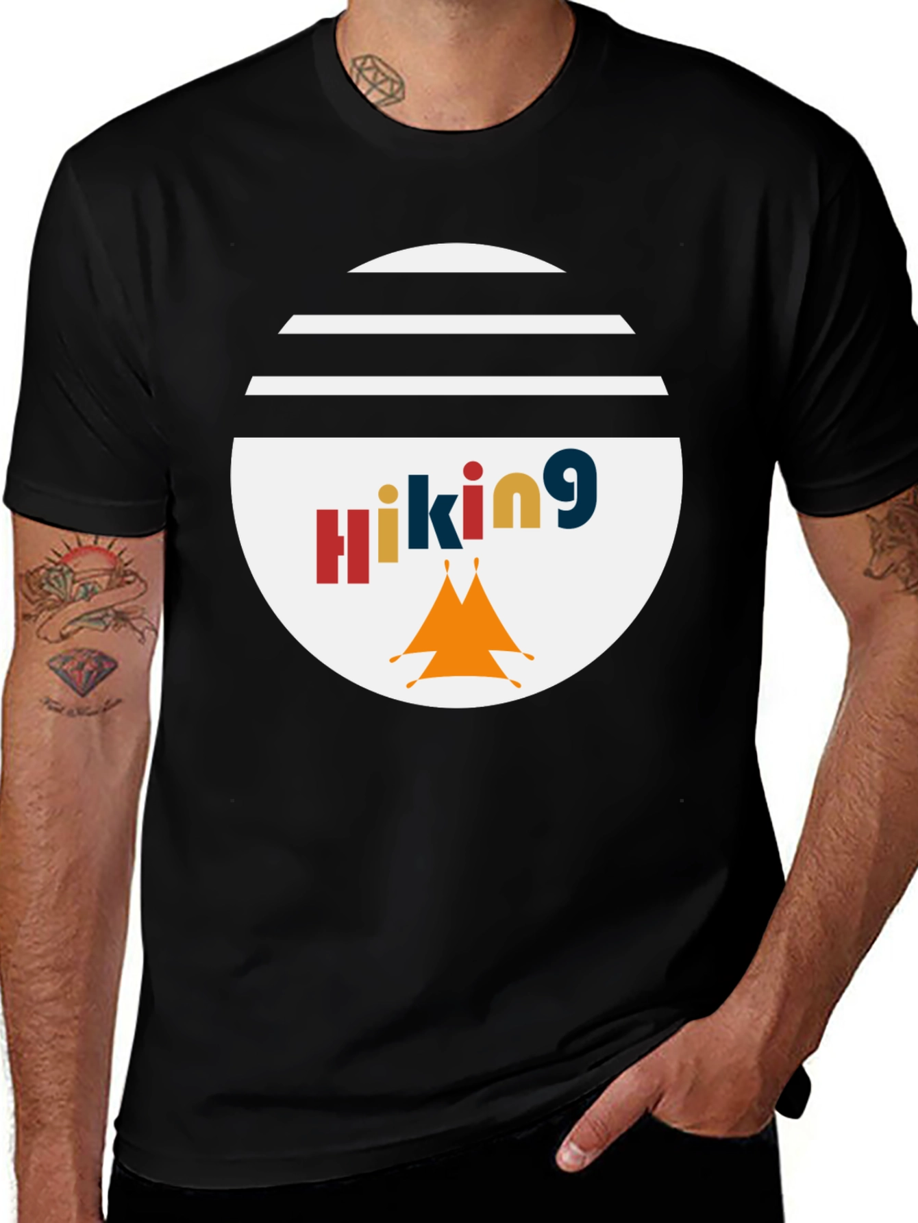 Black Hiking Graphic Tee - Adventure Awaits! main image