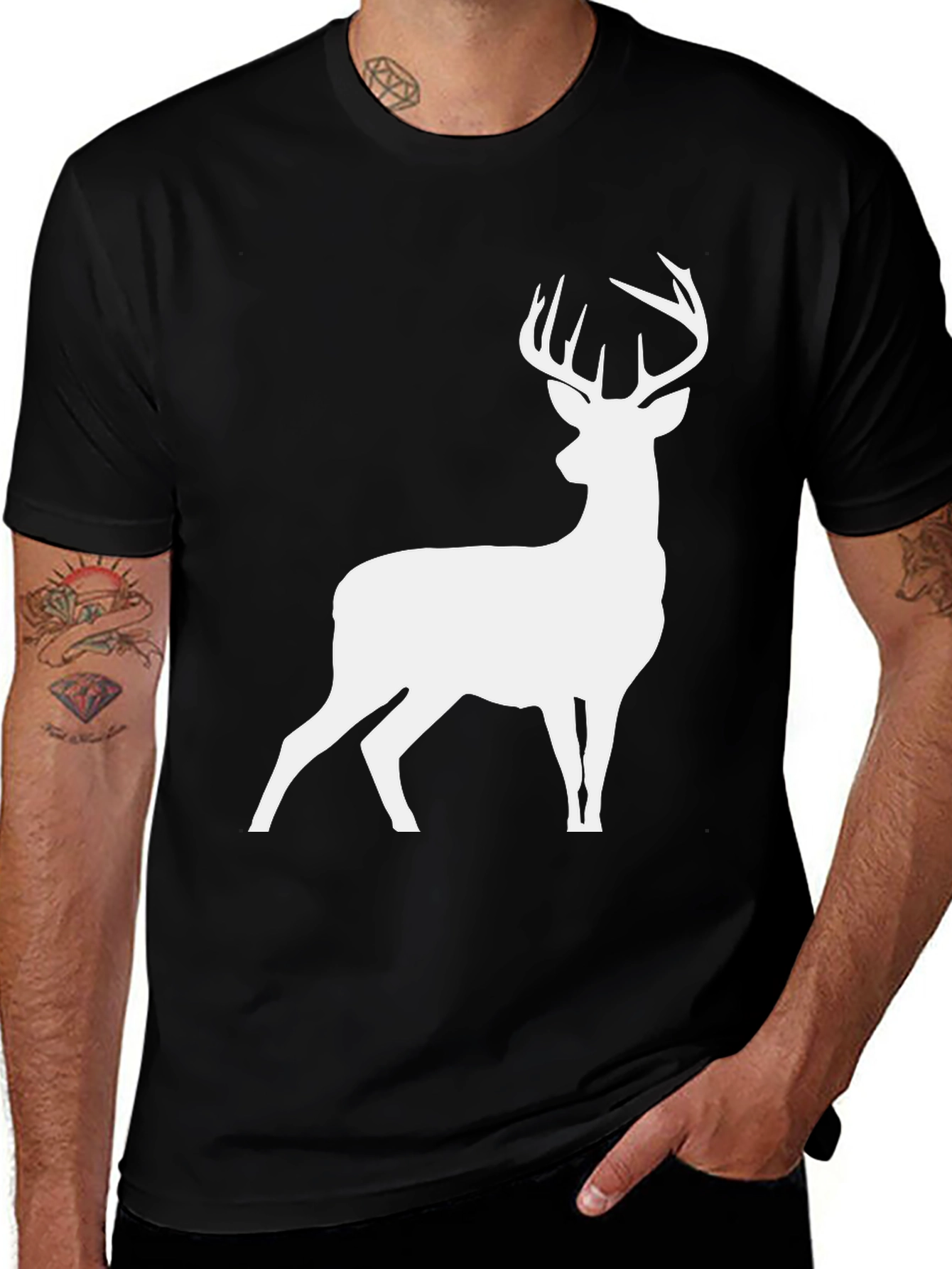 Variant 11 of Buck Deer Graphic Tee - Men's Black T-Shirt