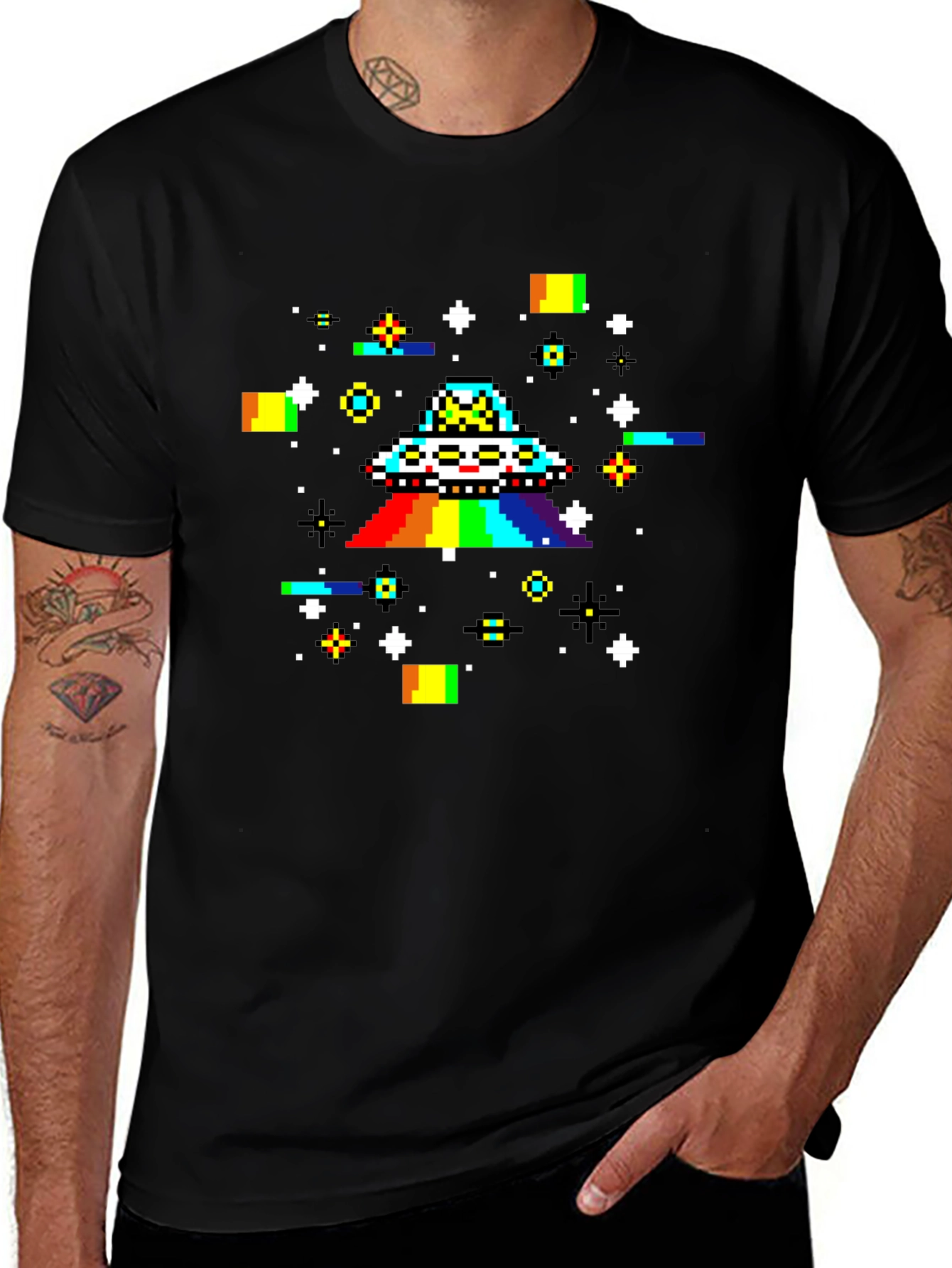 Variant 12 of Pixel UFO Rainbow Graphic Tee