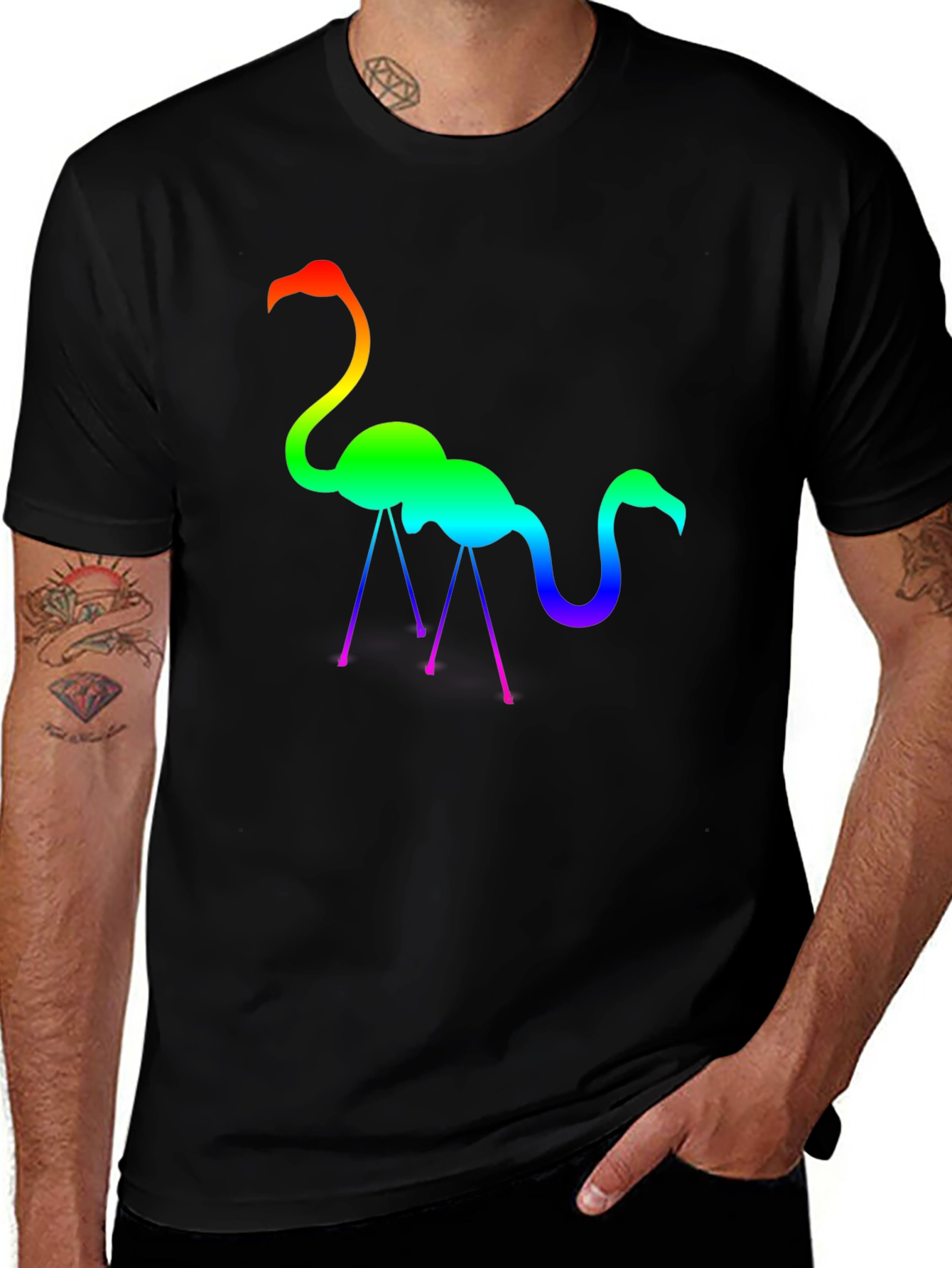 Variant 17 of Rainbow Flamingo Graphic Tee - Stylish Cotton T-Shirt