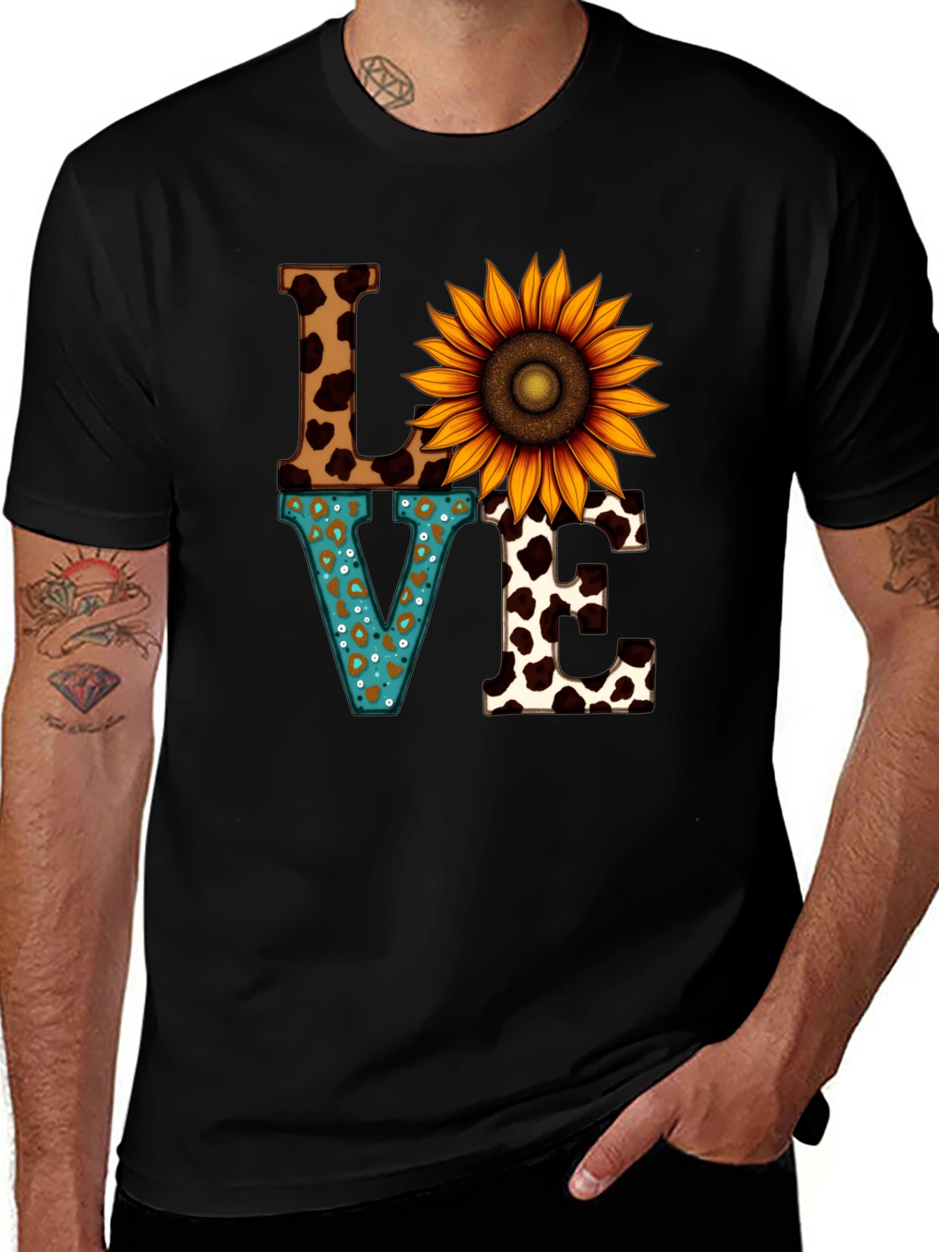 Variant 4 of Love Sunflower Graphic T-Shirt - Unique Print