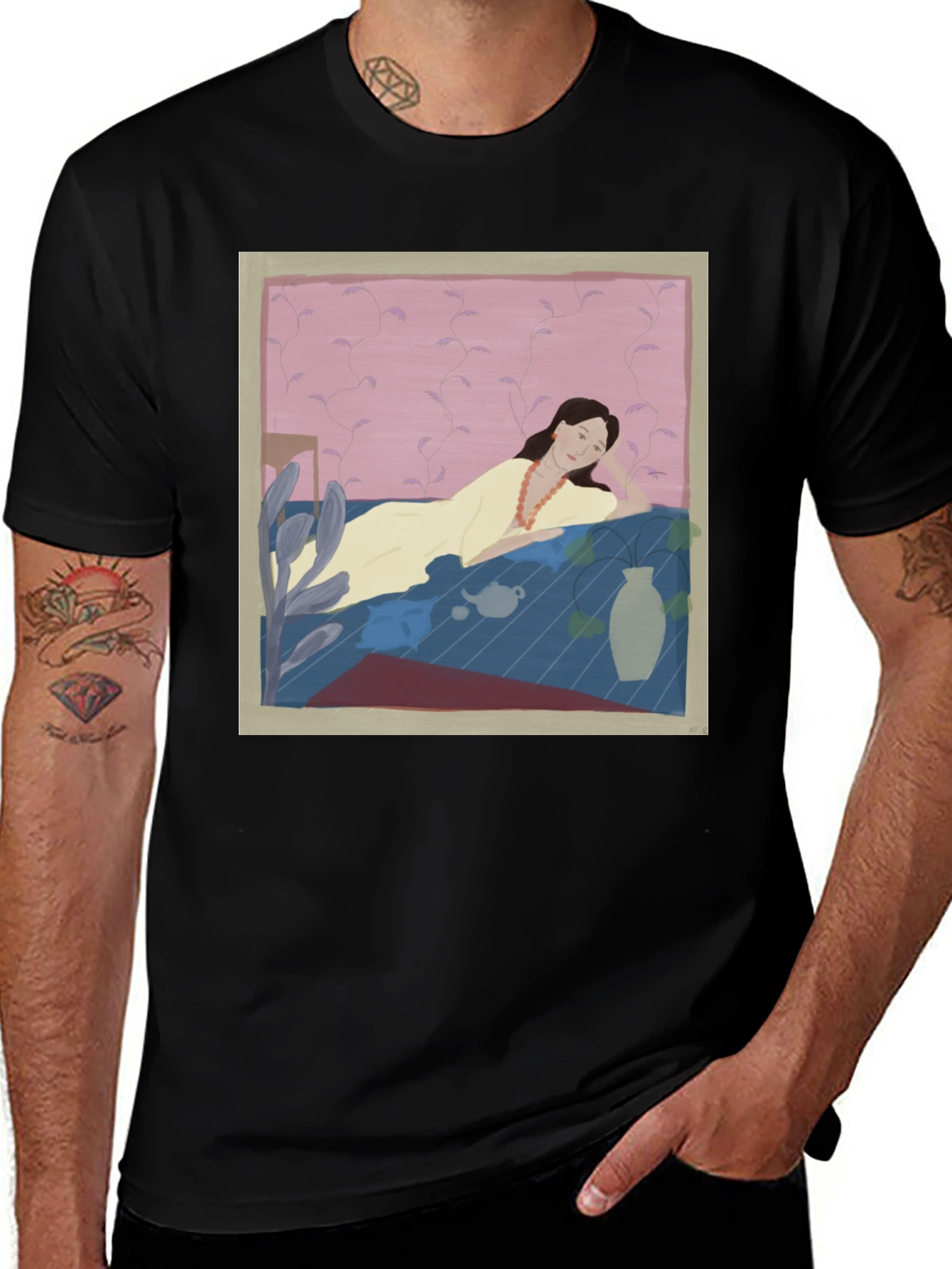 Variant 25 of Artistic Woman Portrait Black T-Shirt