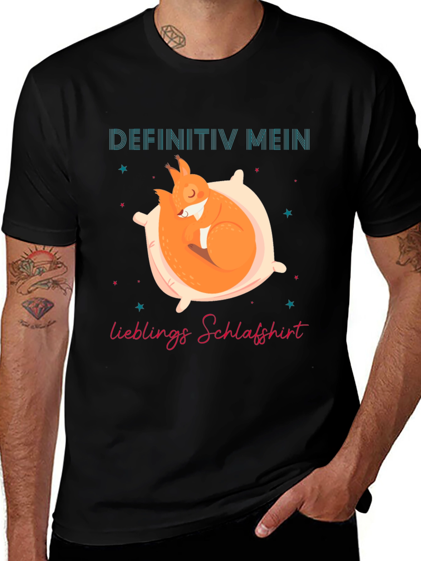 Variant 29 of Squirrel Sleeping Shirt - Funny German T-Shirt