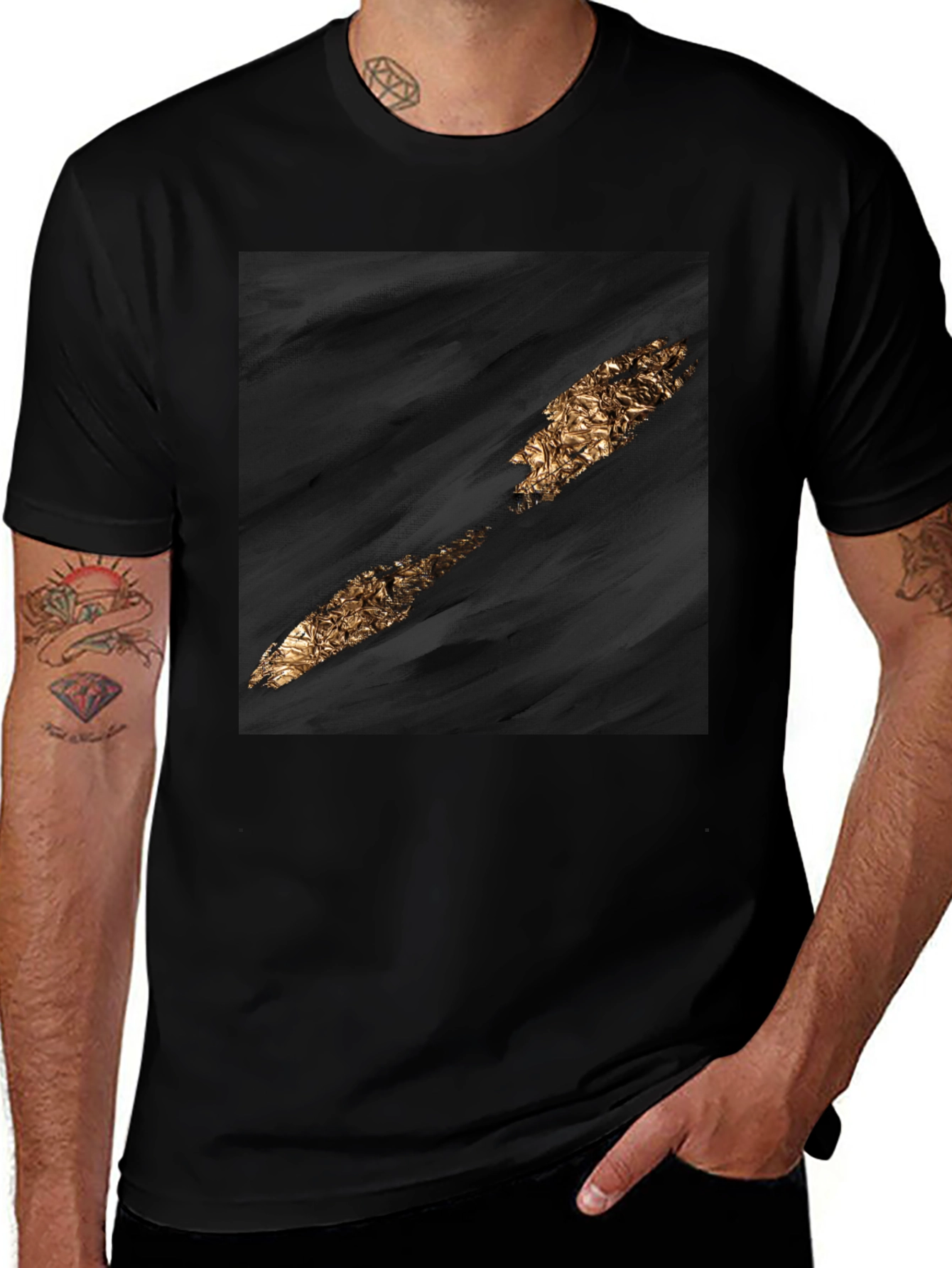 Abstract Gold Slash Black T-Shirt