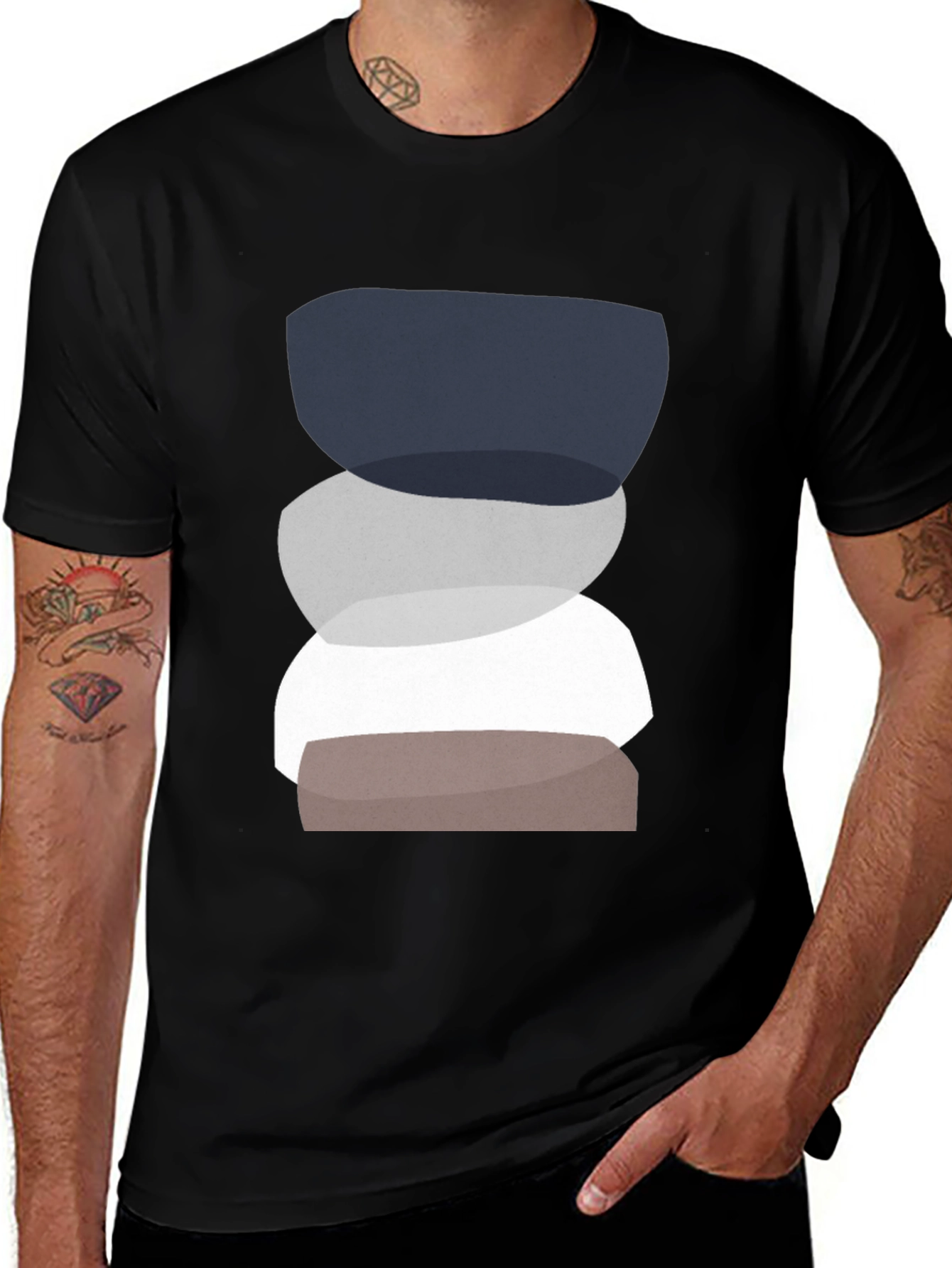 Variant 28 of Abstract Stacking Stone Graphic Tee - Modern Casual Shirt