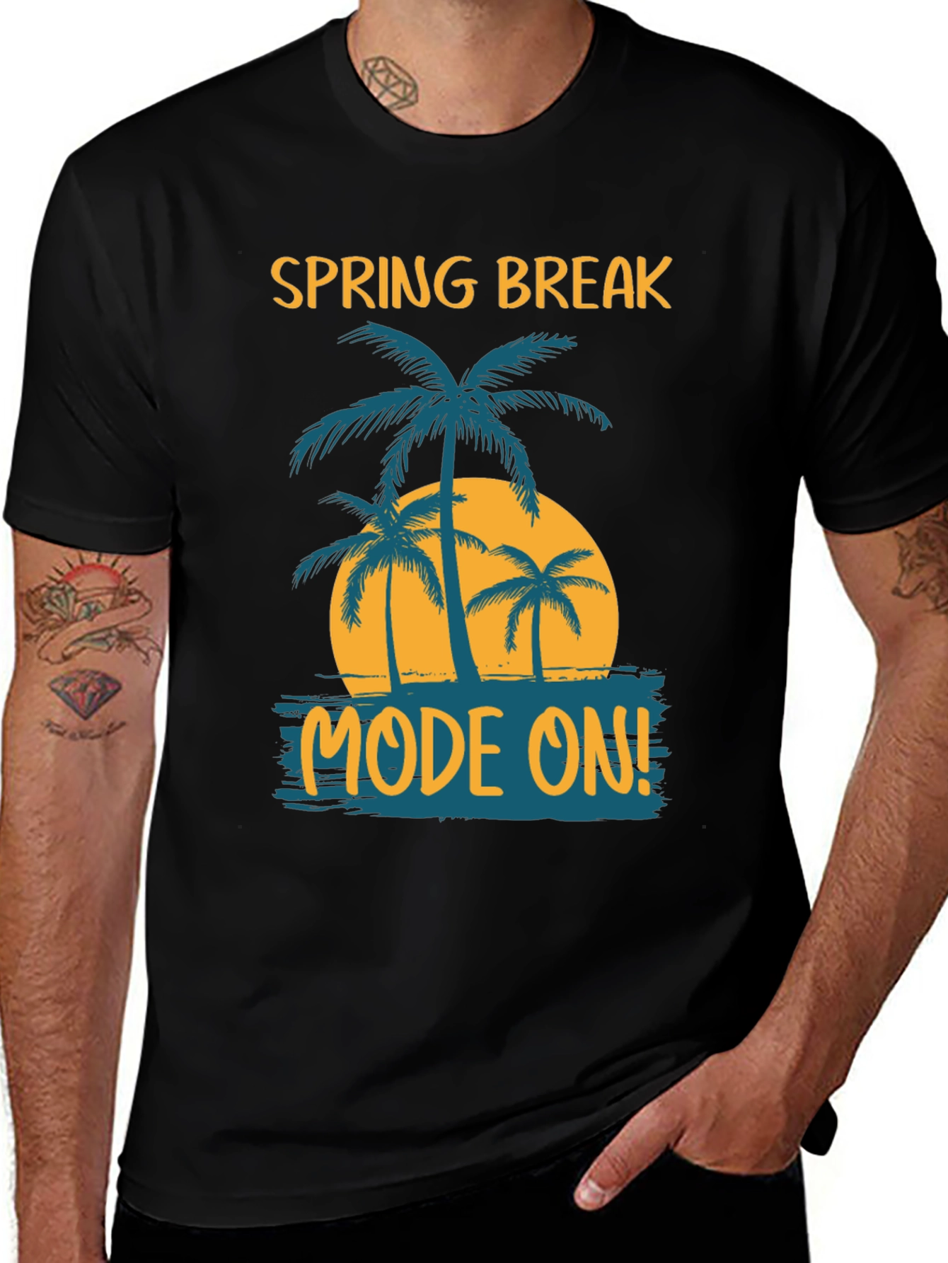 Variant 2 of Spring Break Mode On Black Graphic Tee