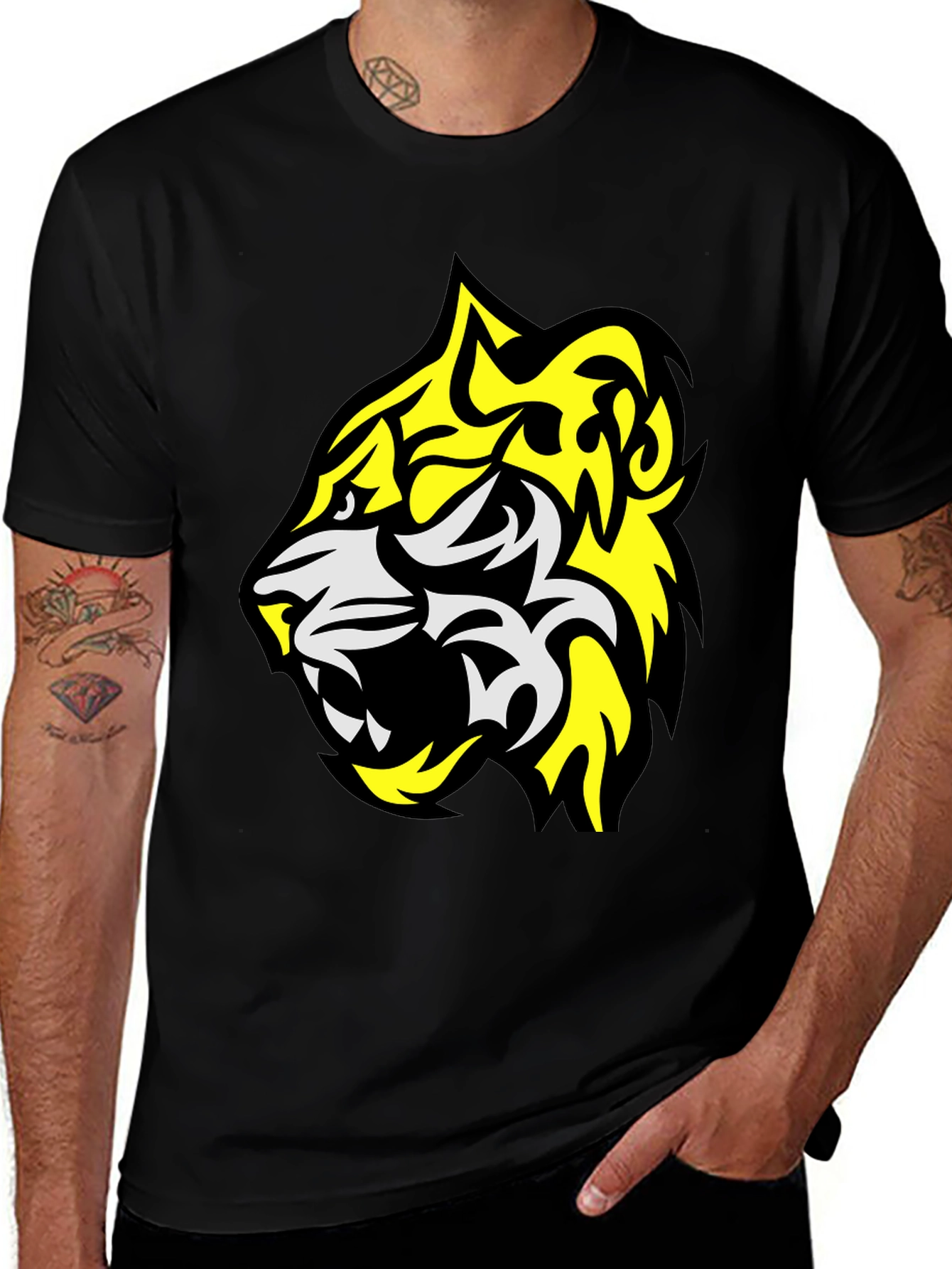 Variant 4 of Bold Tiger Graphic Tee - Black Cotton Blend