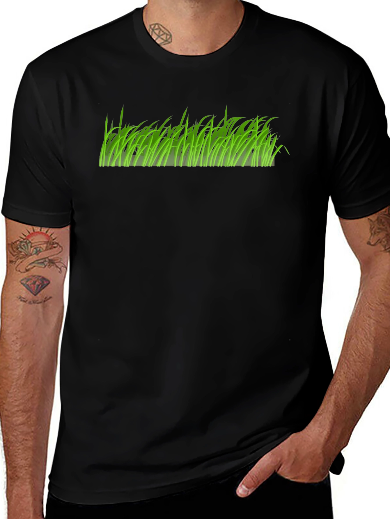 Variant 30 of Grass Graphic Tee - Black Cotton T-Shirt