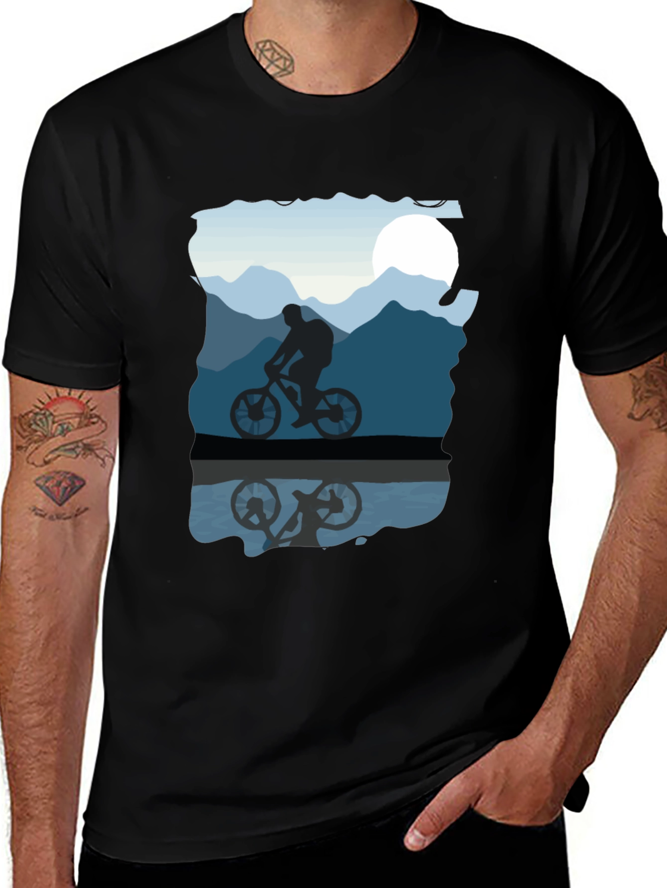 Variant 25 of Mountain Biker Silhouette Graphic Tee - Black