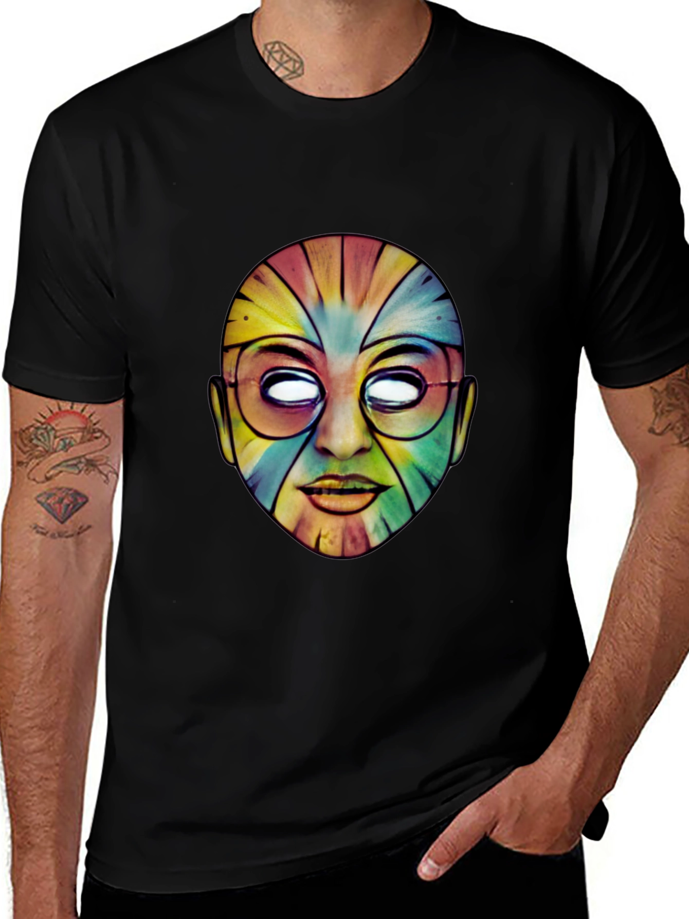 Variant 13 of Abstract Tie-Dye Face Graphic T-Shirt