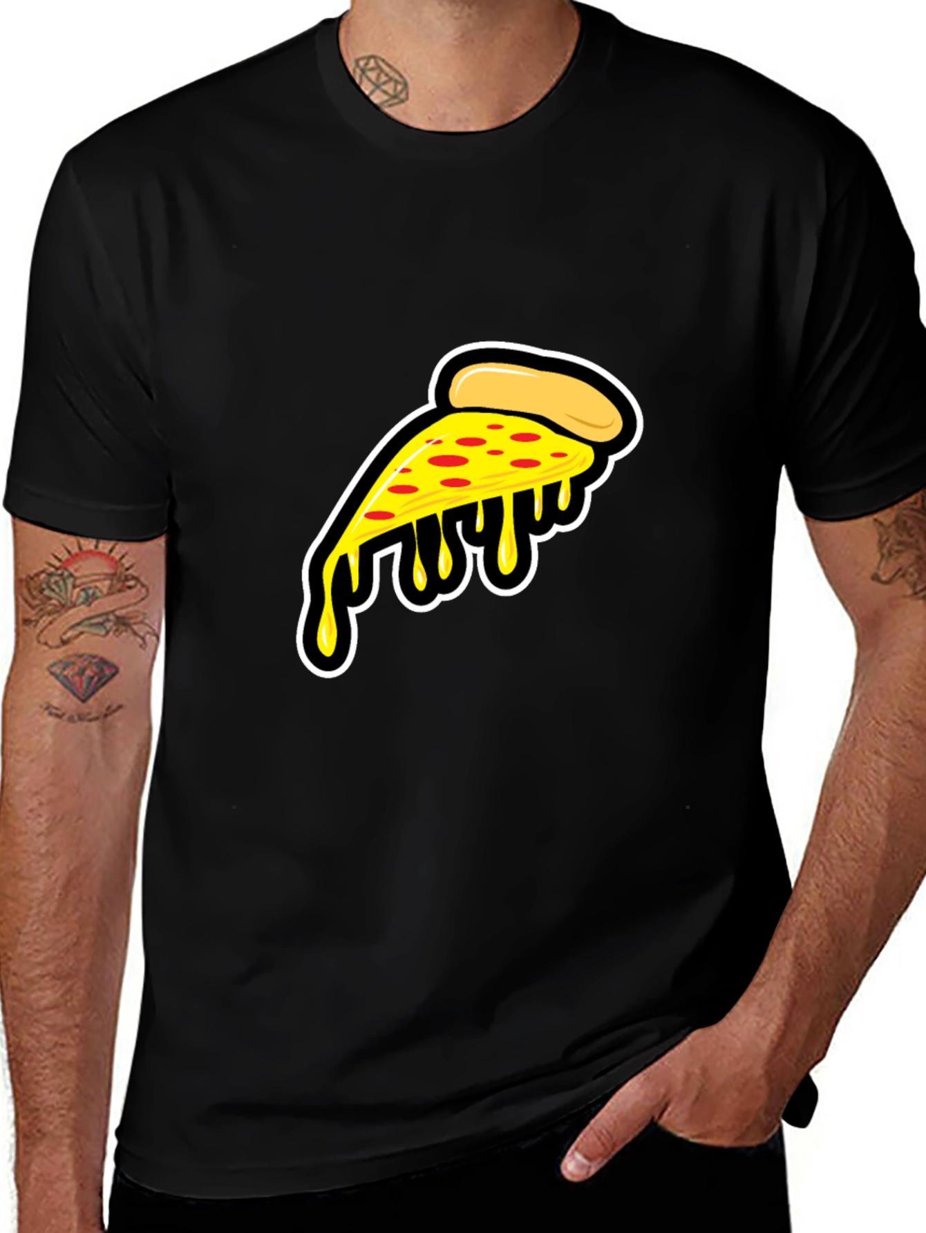 Variant 29 of Pizza Slice Graphic T-Shirt - Casual Black Tee