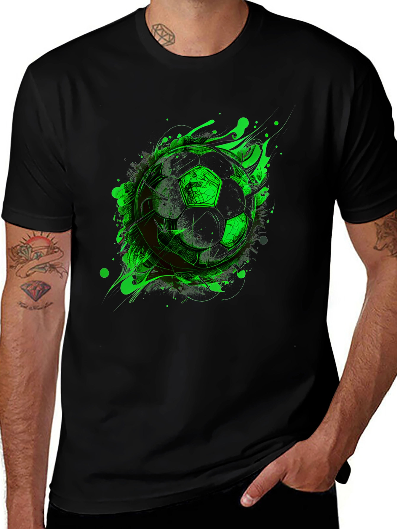 Variant 21 of Neon Soccer Graphic Tee - Black